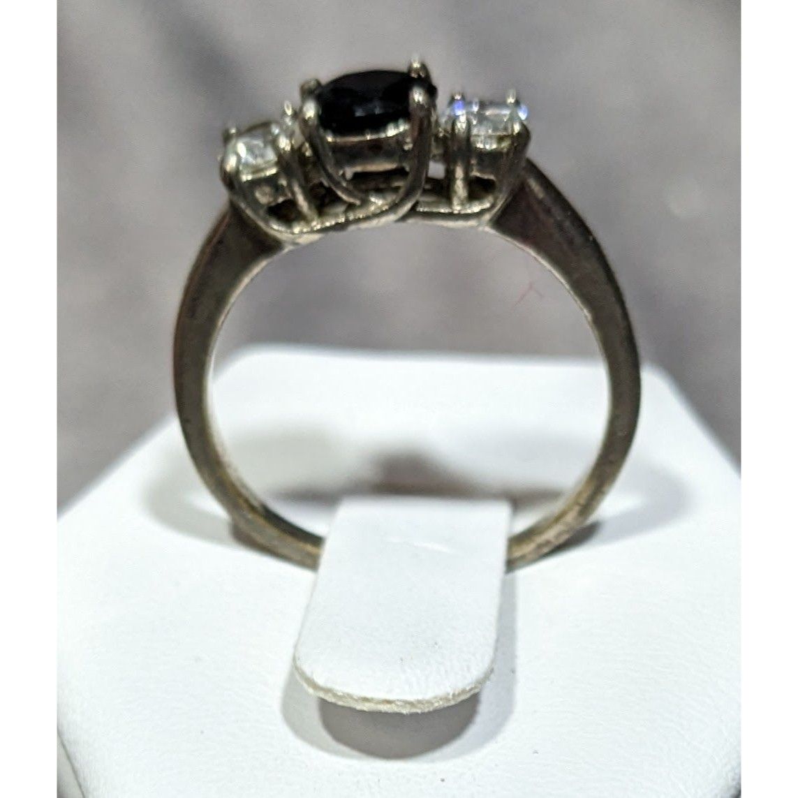 Other Elegant Gothic Silver Tone Ring With Black And Clear Stones Size ONE SIZE - 8 Thumbnail