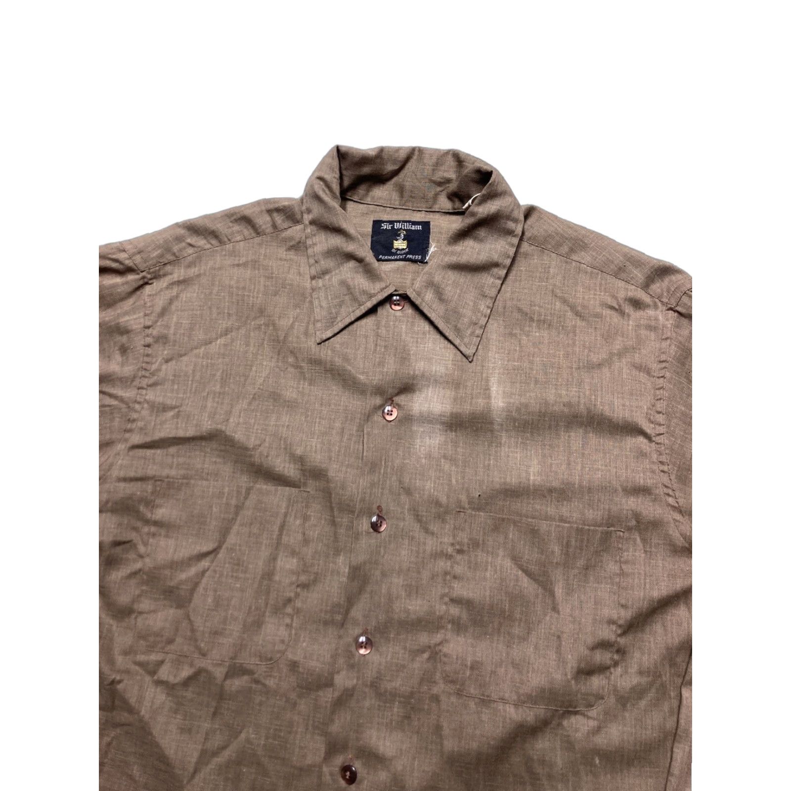 Vintage VINTAGE Sir William Button-Up Long Sleeve Shirt M Regular Brown 1960s 70s Lightweight Men's Men 70s Theme Size US M / EU 48-50 / 2 - 1 Thumbnail
