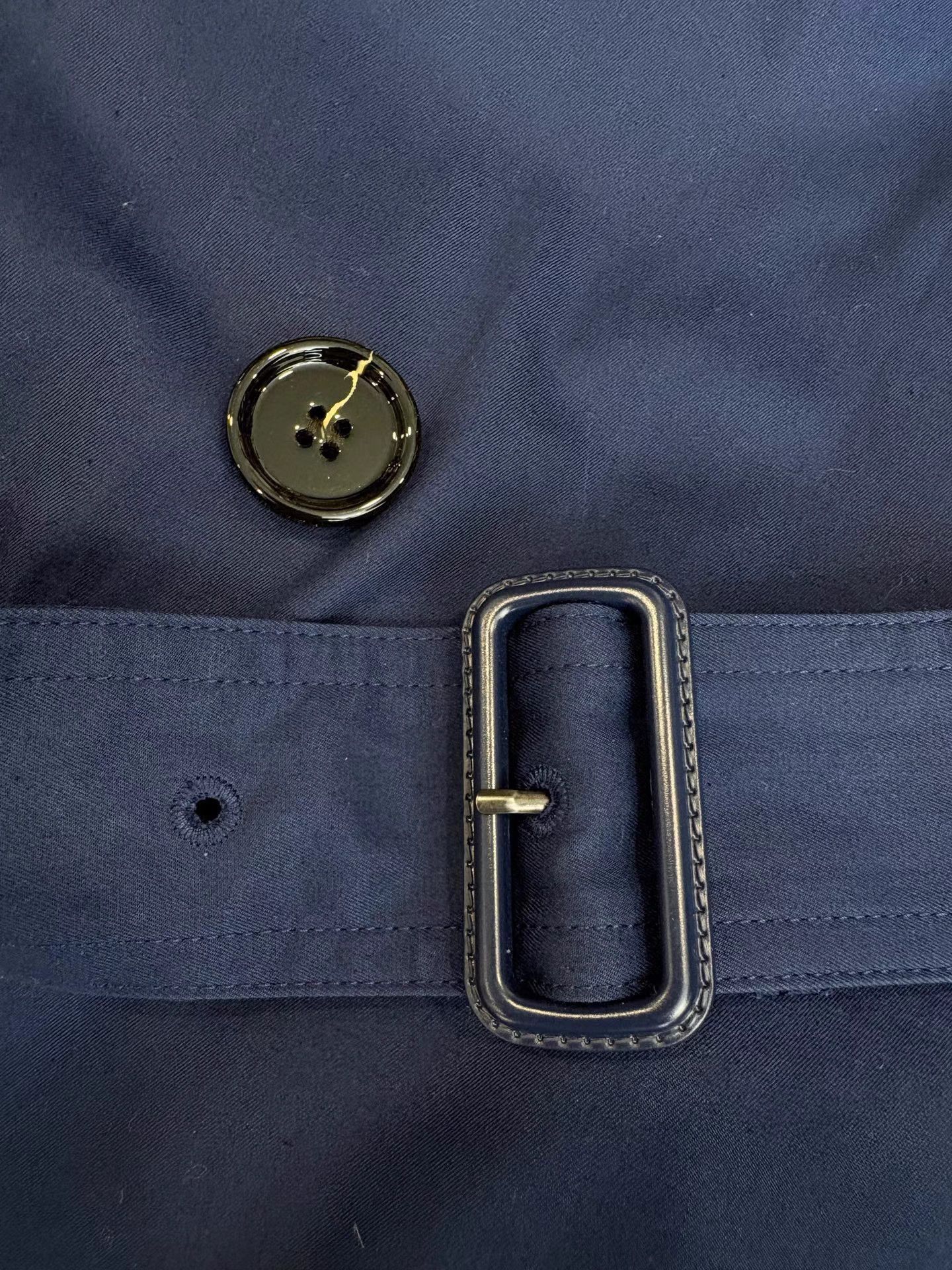 Burberry BURBERRY Blue Mid-Length Trench Coat Size XXS / US 00 / IT 34 - 3 Thumbnail