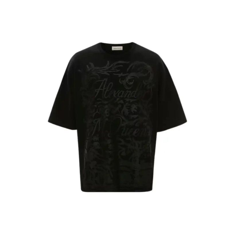 Alexander McQueen Alexander McQueen Black Cotton Printed Short Sleeve T-Shirt 0089 Size US M / EU 48-50 / 2 - 1 Thumbnail