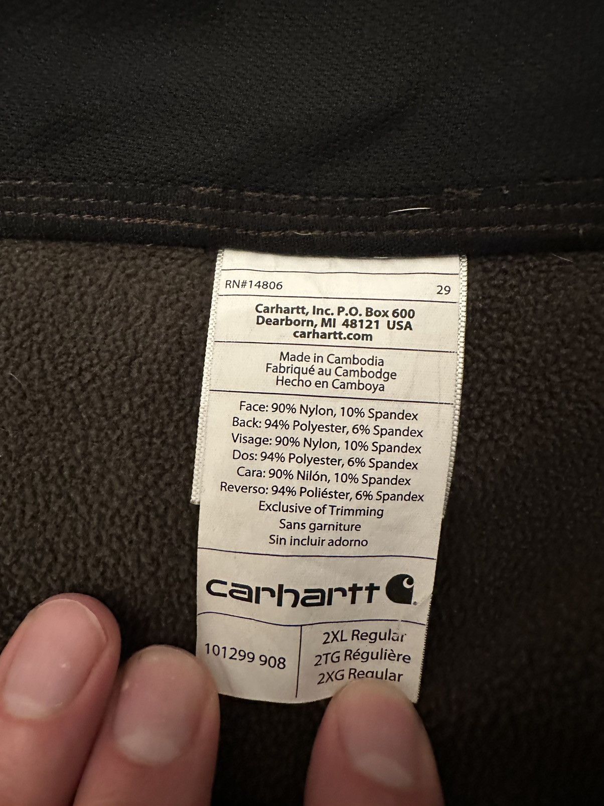 Carhartt Carhartt Men's Soft Shell Fleece Lined Nylon Jacket-2XL Size US XXL / EU 58 / 5 - 3 Thumbnail