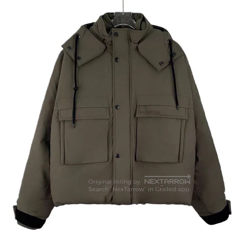 Balenciaga Balenciaga Brown-green logo letter embroidery hooded draws Size XXS / US 00 / IT 34 - 1 Thumbnail