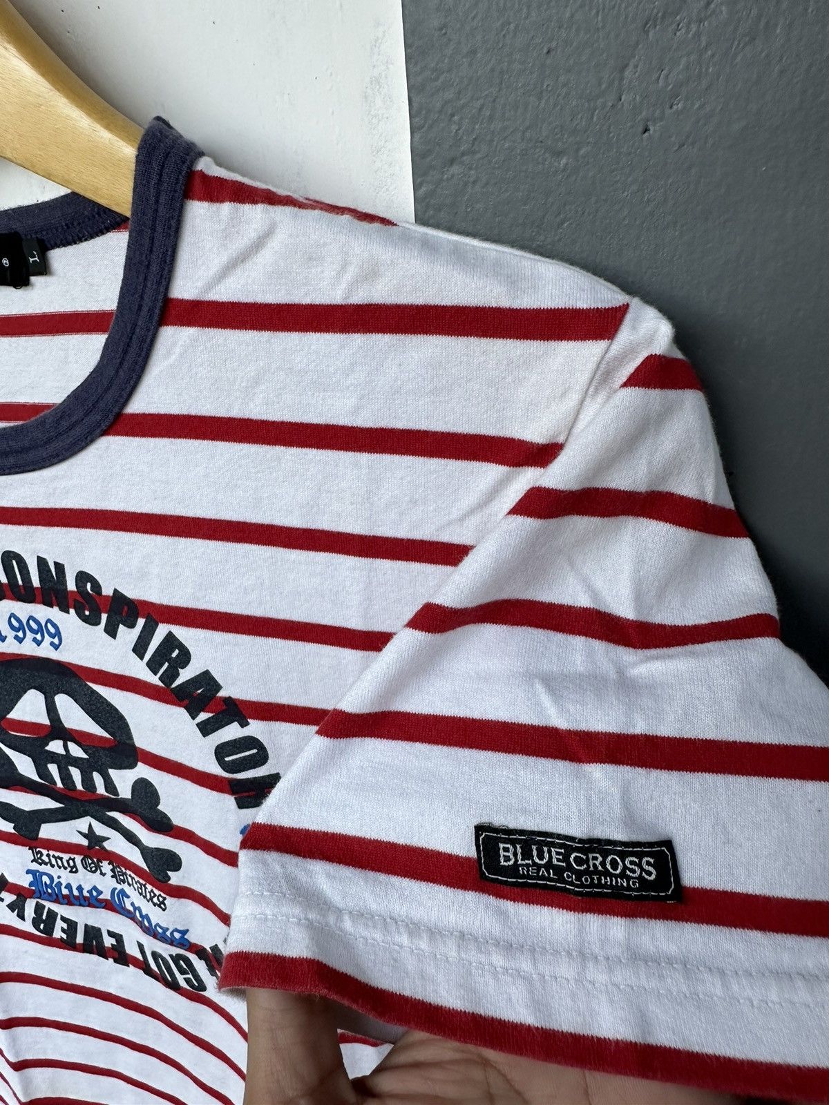 Japanese Brand CRAZY STRIPED BLUE CROSS SKULL CONSPIRATOR IFSIX PUNK STYLE Size US M / EU 48-50 / 2 - 3 Thumbnail
