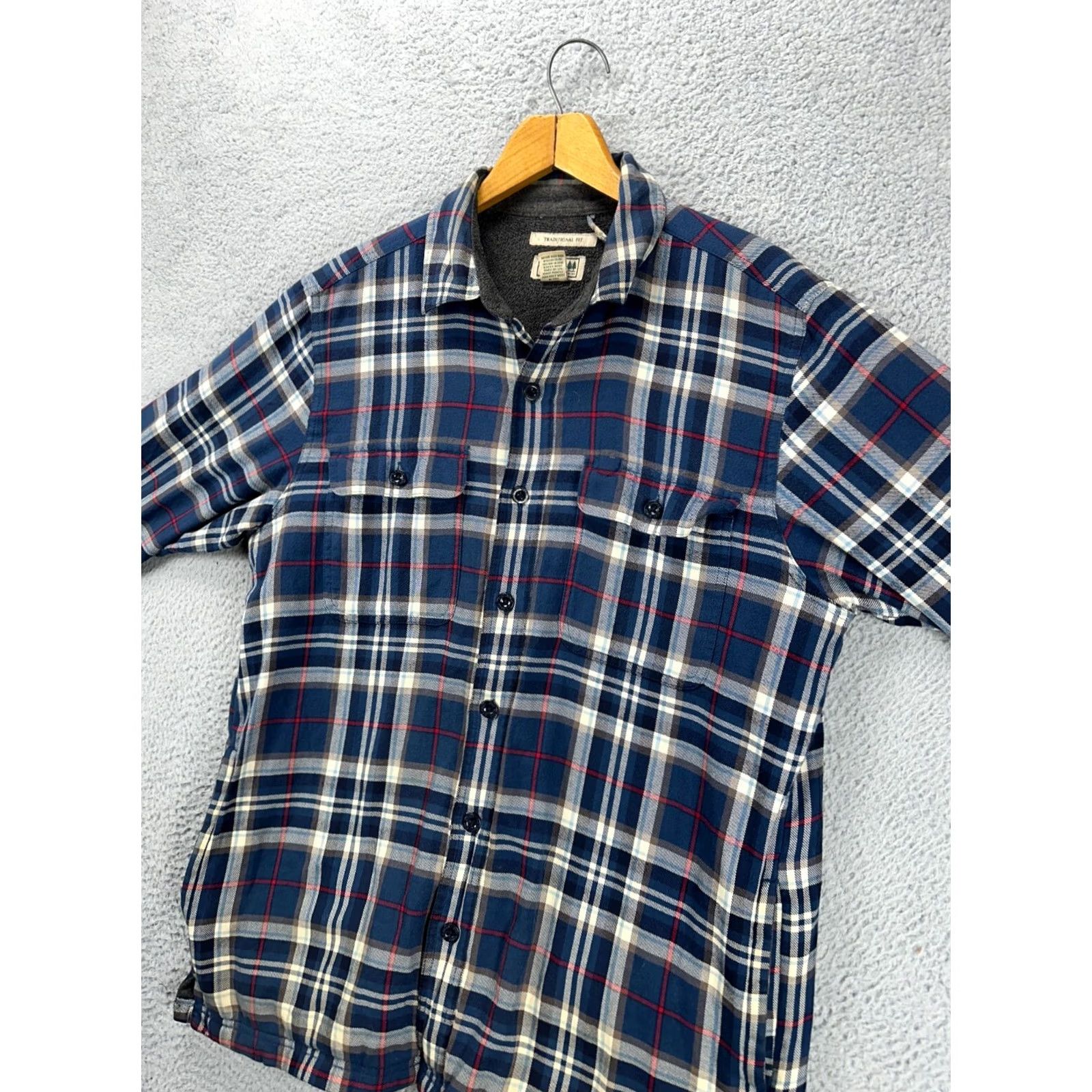 Vintage L.L. Bean Shirt Adult Medium Blue Plaid Traditional Fit Sherpa Lined Shacket Men Size US M / EU 48-50 / 2 - 5 Thumbnail