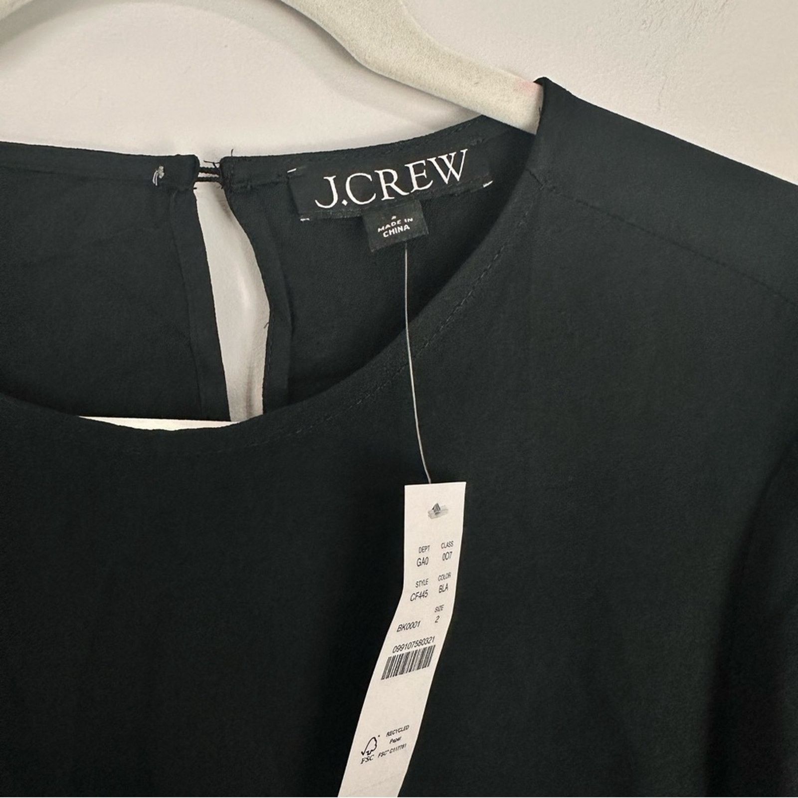 J.Crew J.CREW Shirred Waist Corset Top in Viscose Crepe Black 2 NWT Size XS / US 0-2 / IT 36-38 - 6 Thumbnail