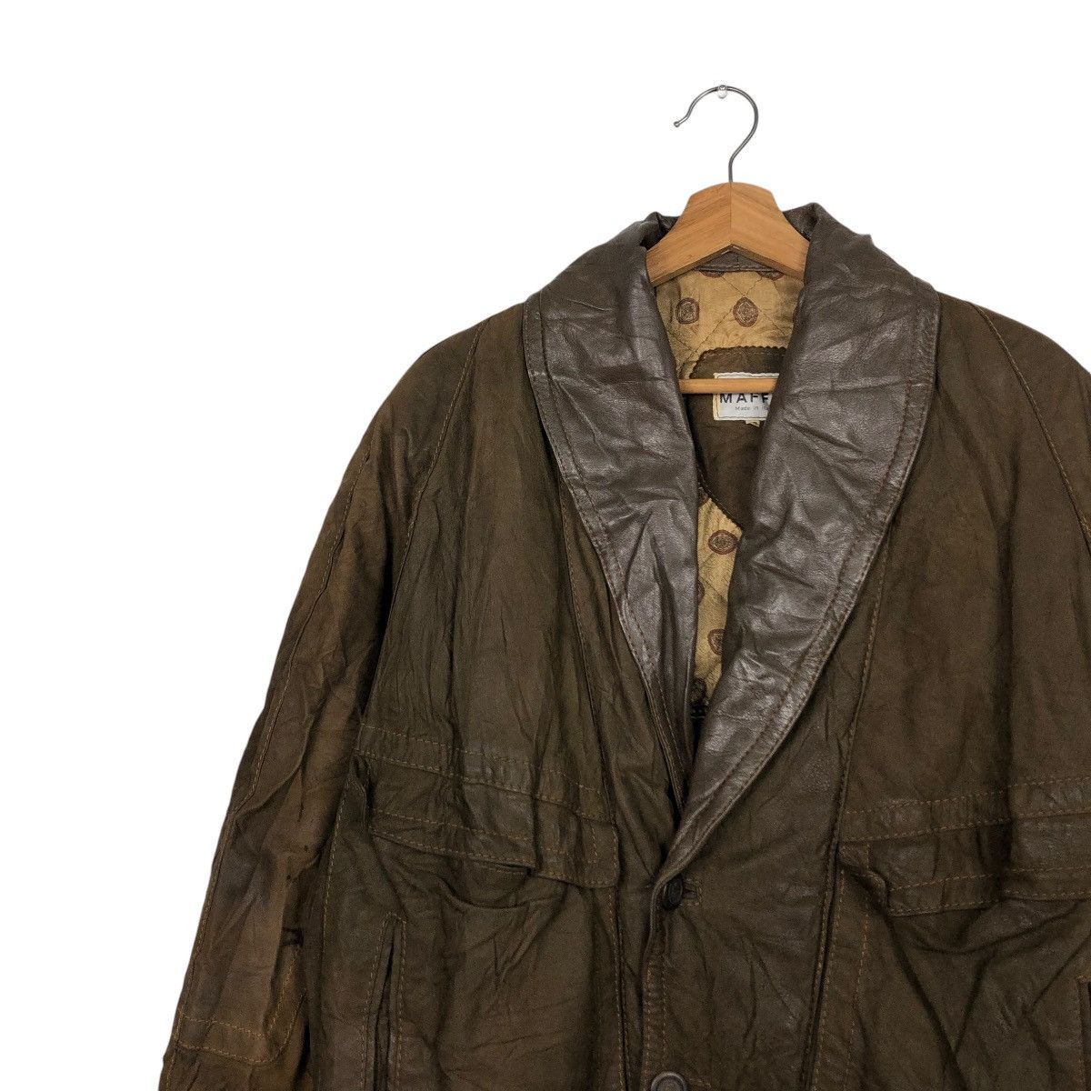 Vintage 🔥VINTAGE BOMBER LEATHER JACKET MAFFEI VERA PELLE ITALY Size US M / EU 48-50 / 2 - 9 Thumbnail