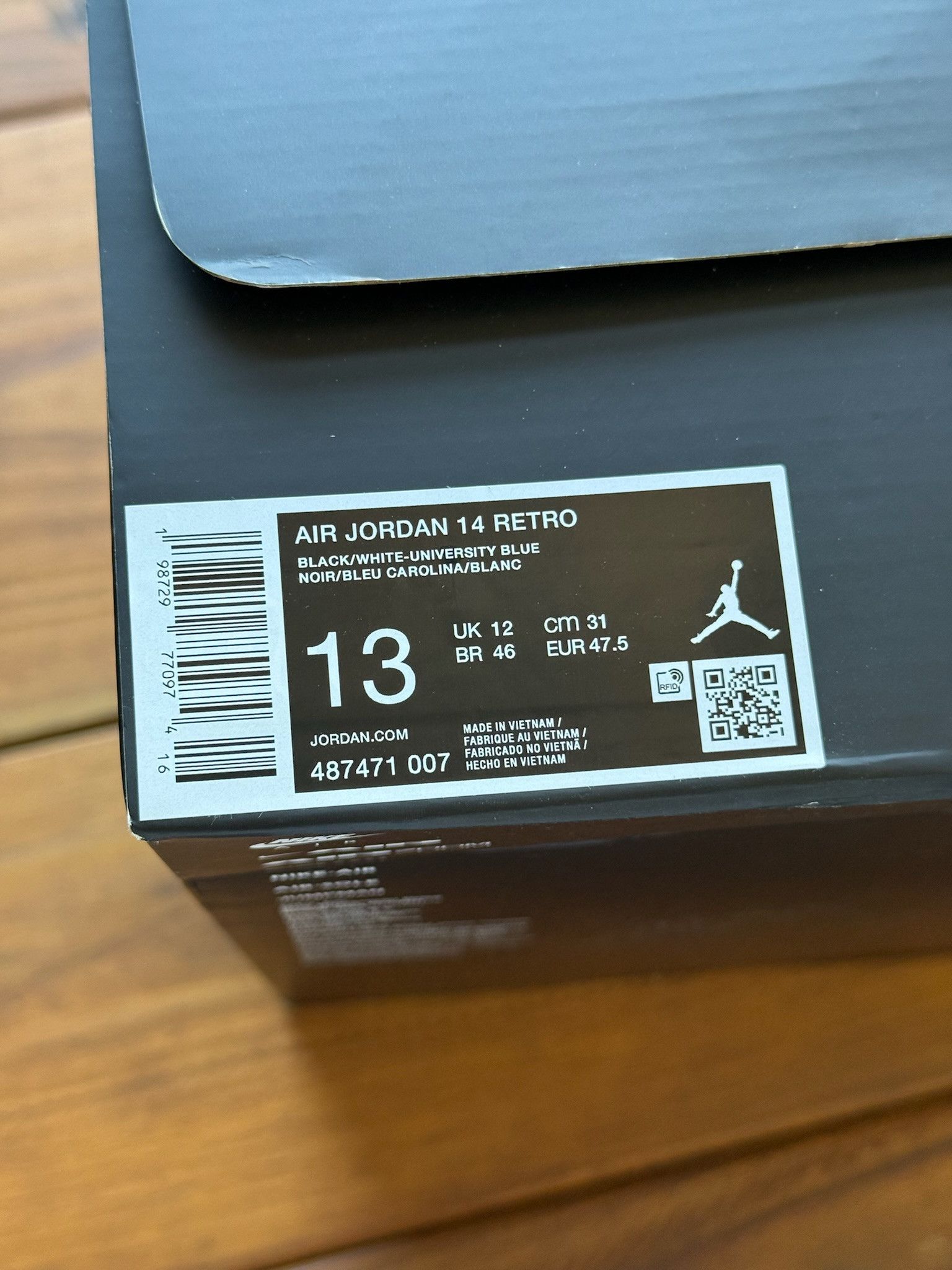 Jordan Brand Jordan 14 Retro 'Black University Blue' 2026 - 487471-007 Size US 13 / EU 46 - 9 Thumbnail