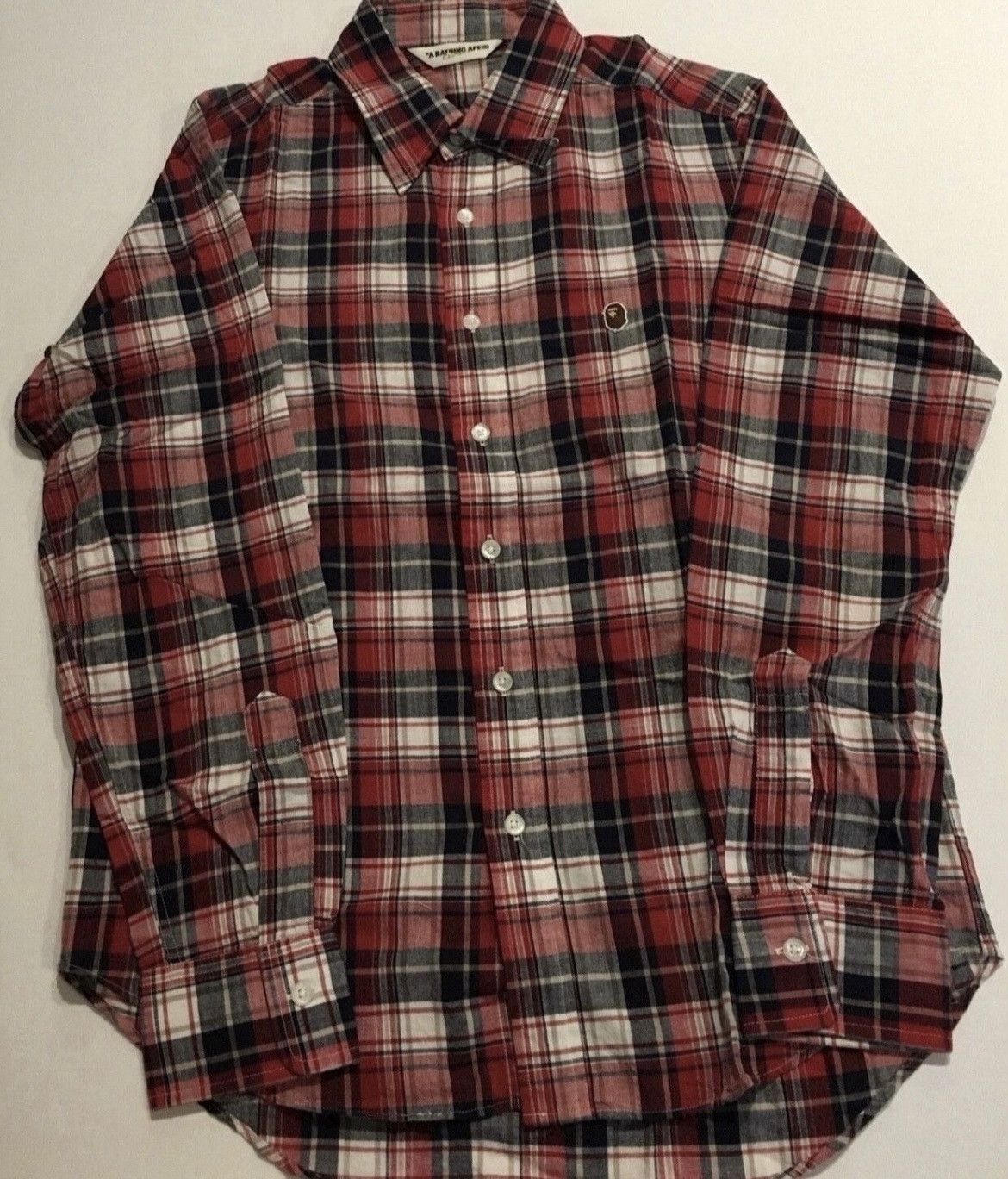 Bape logo long sleeve button up shirt