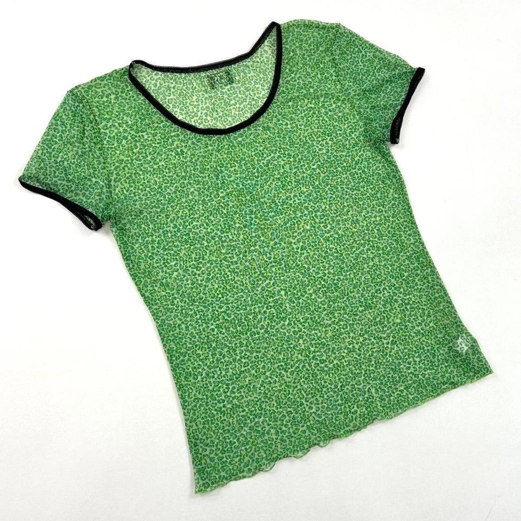Dolce & Gabbana y2k D&G green mesh short sleeve top with leopard print Size M / US 6-8 / IT 42-44 - 1 Thumbnail