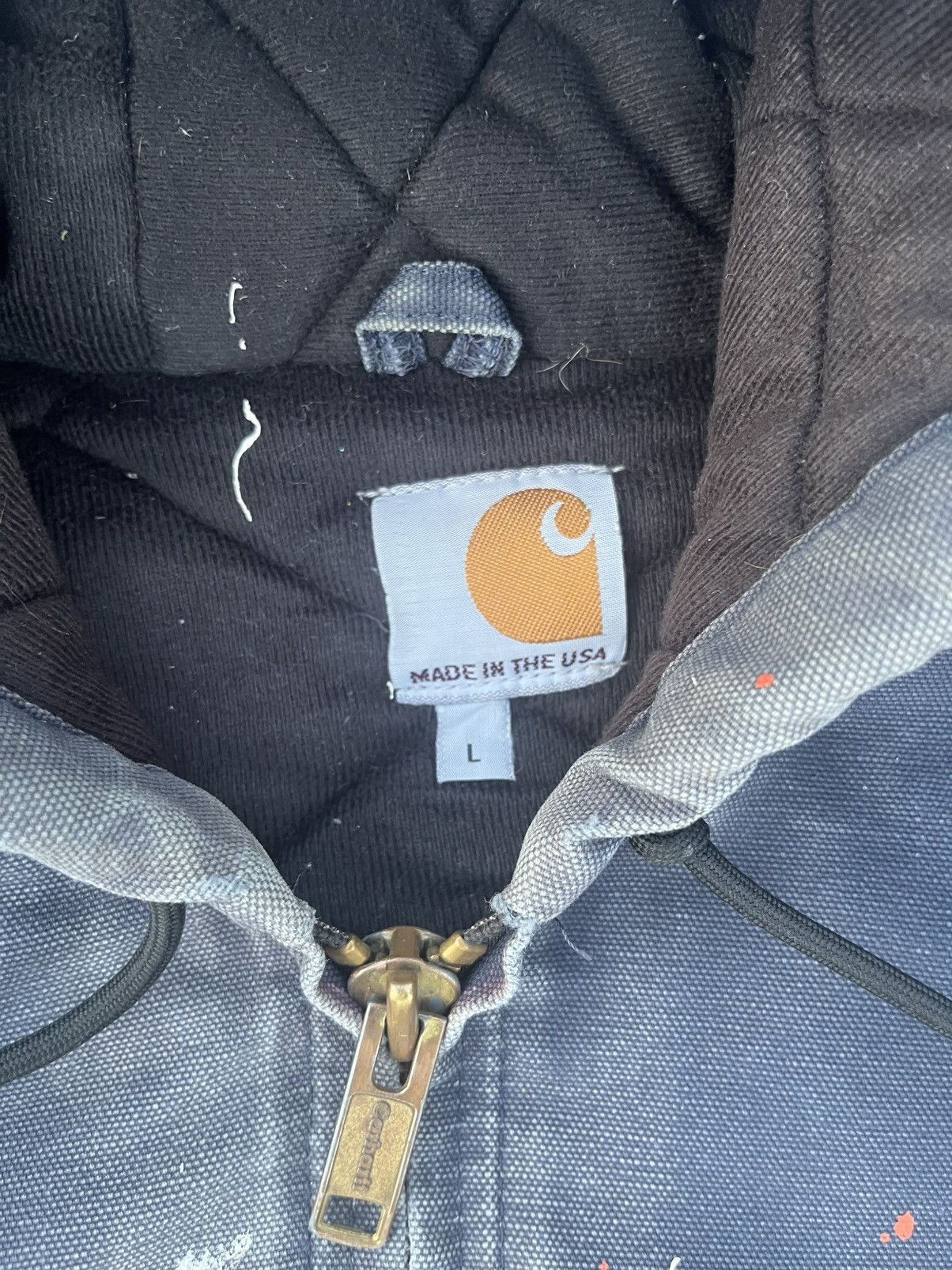 Custom Carhartt Jacket Thrashed Distressed Faded Quilt J140