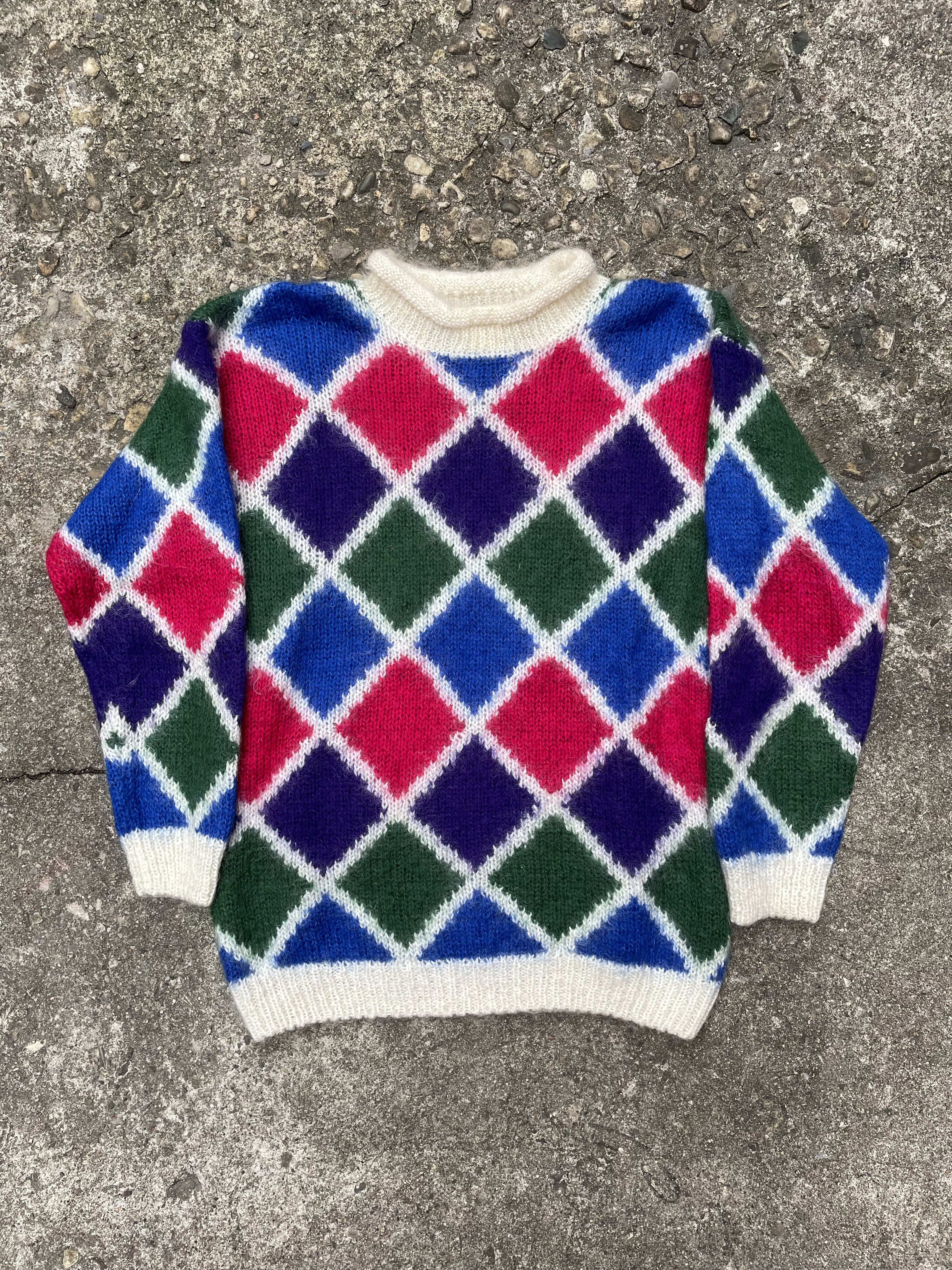 Eaton × Vintage VTG 1970’s Eaton Diamond Patterned Mohair Knit Sweater Size US M / EU 48-50 / 2 - 1 Thumbnail