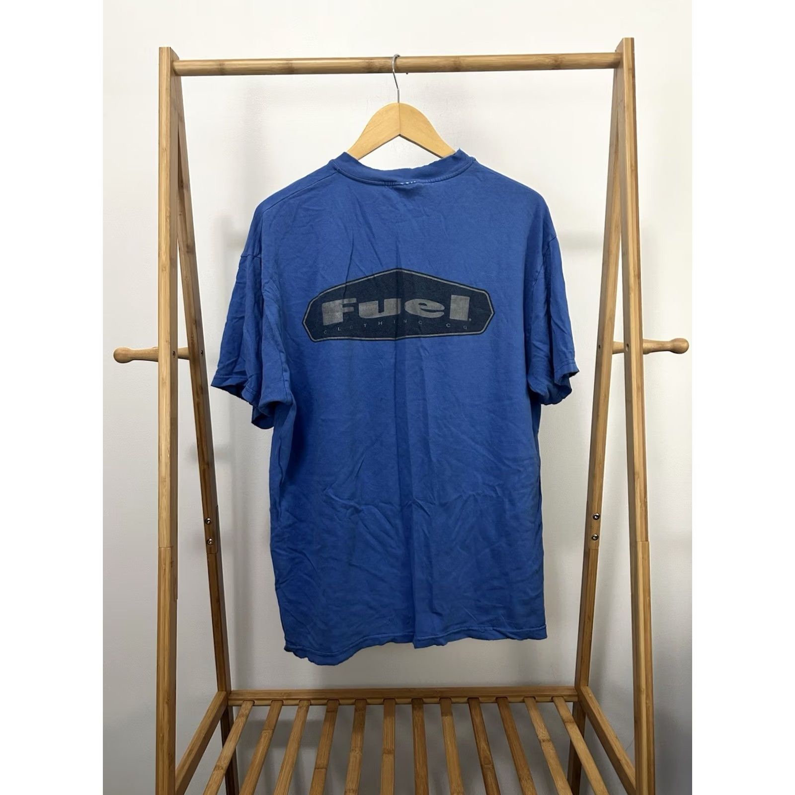 Hanes VINTAGE 90s Fuel Clothing Co T-Shirt Size XL Blue Skateboard Skate Surf Thrashed Worn Mens Size US XL / EU 56 / 4 - 2 Thumbnail