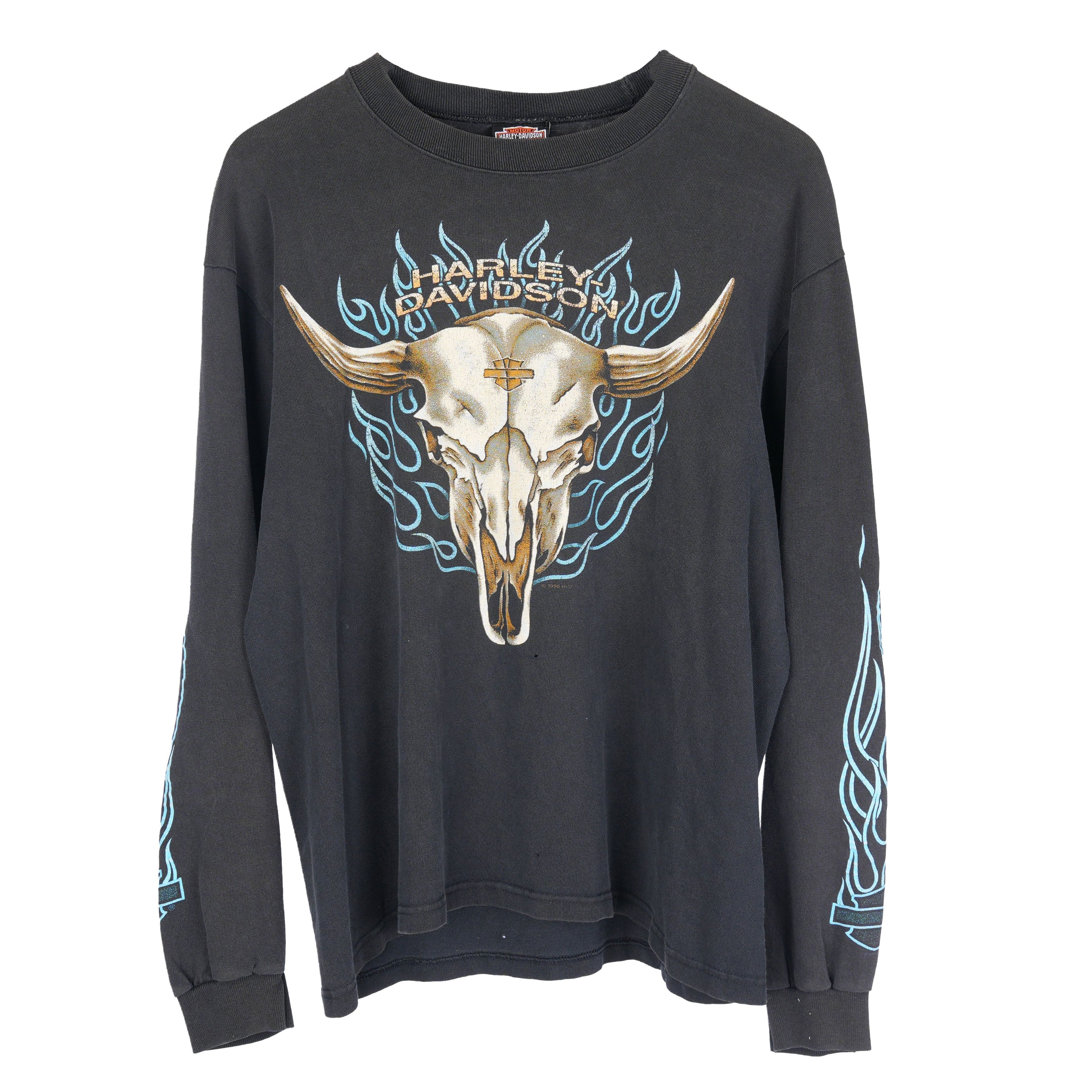 Vintage VINTAGE SKULL BLUE FLAME LONG SLEEVE T SHIRT HARLEY DAVIDSON Size US M / EU 48-50 / 2 - 1 Thumbnail