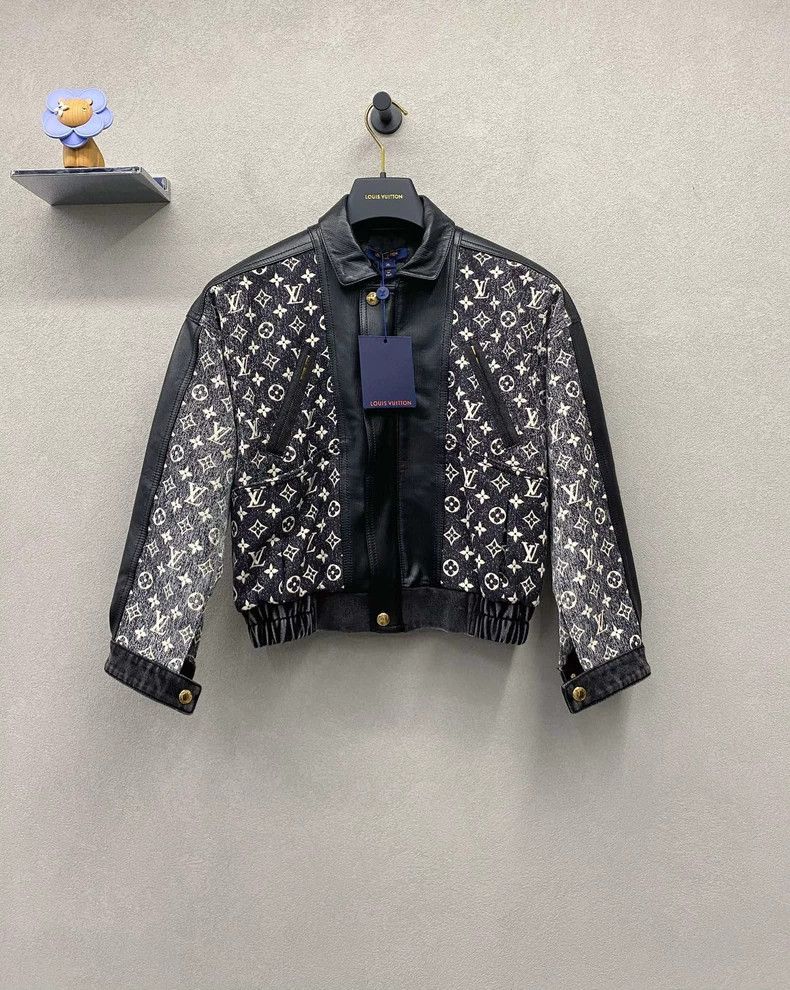 LV Logo Print Bomber Jacket