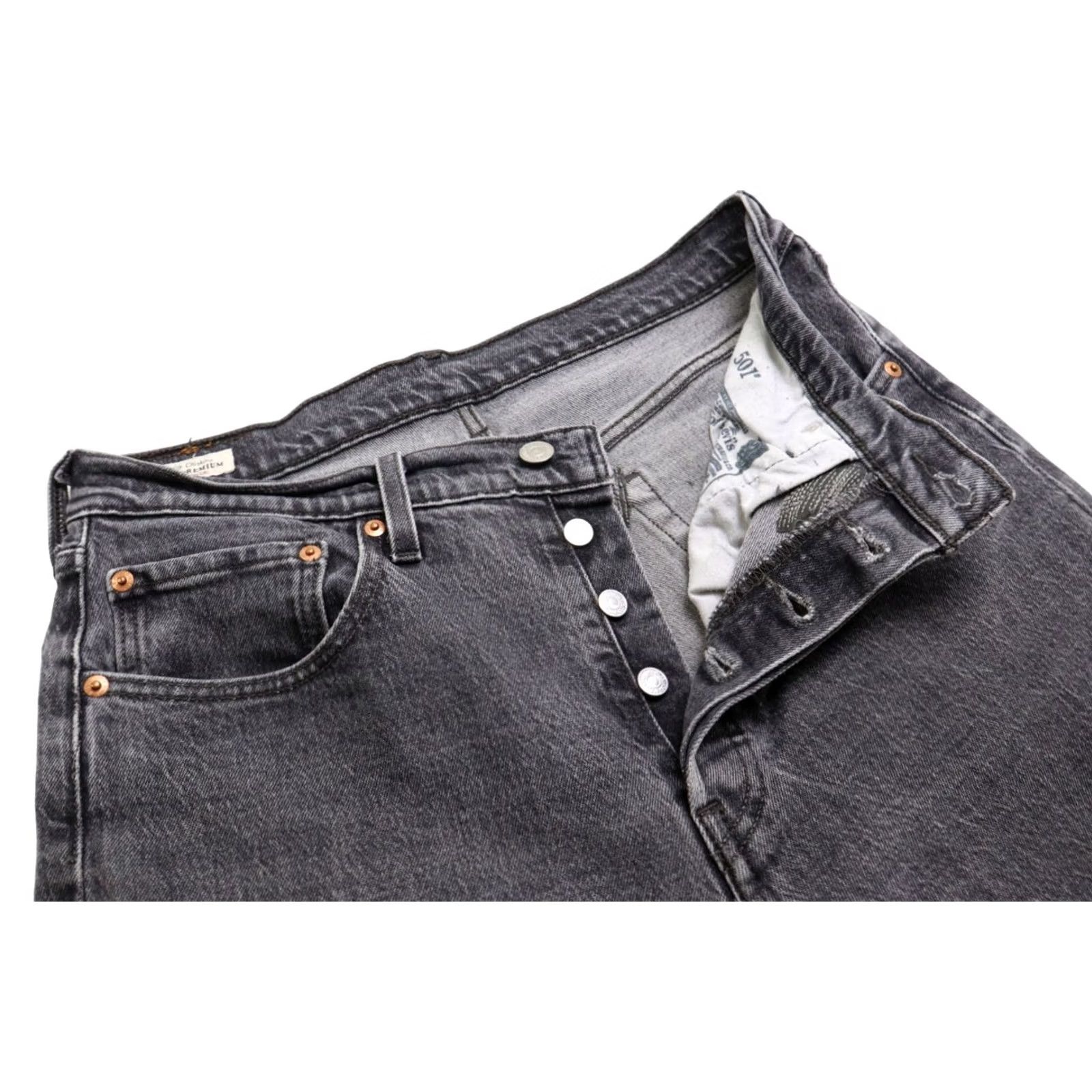 Levi's Levi'S 501 Premium Big E Jeans Mens W30/L28 Straight Whiskers Dark Grey Size US 30 / EU 46 - 4 Thumbnail