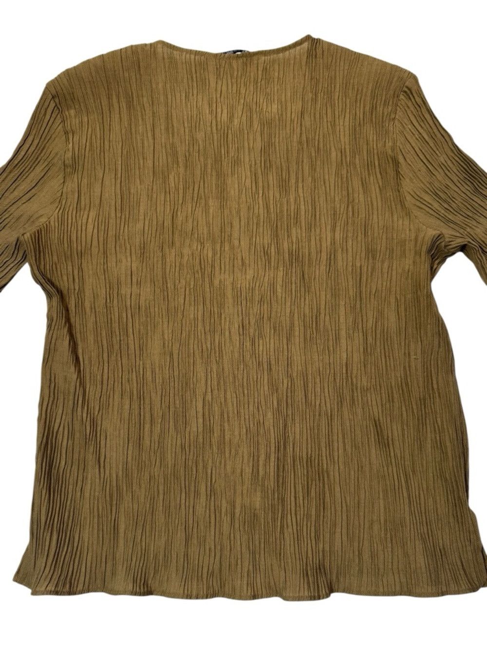 Zara Zara Crinkle Textured Button Olive Khaki Blouse Top Size L Size L / US 10 / IT 46 - 5 Thumbnail