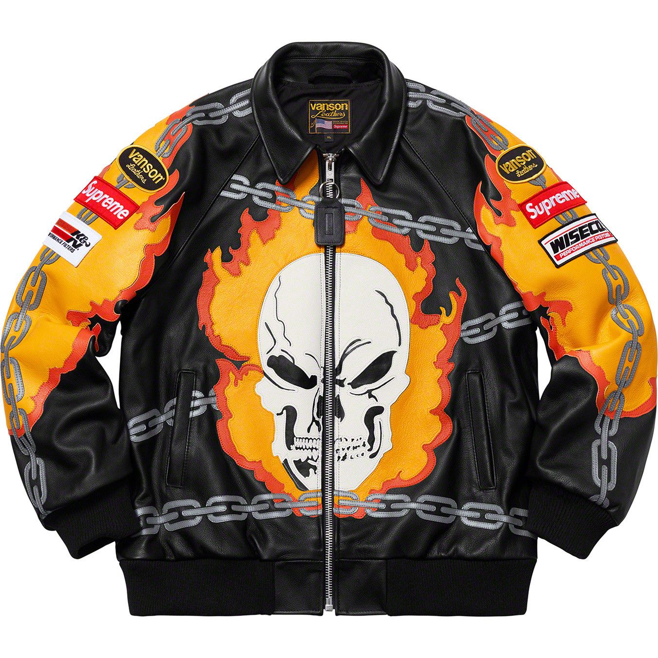 Image of Ghostride x Supreme Vanson Leathers Ghost Rider Jacket Black Xlarge, Men's