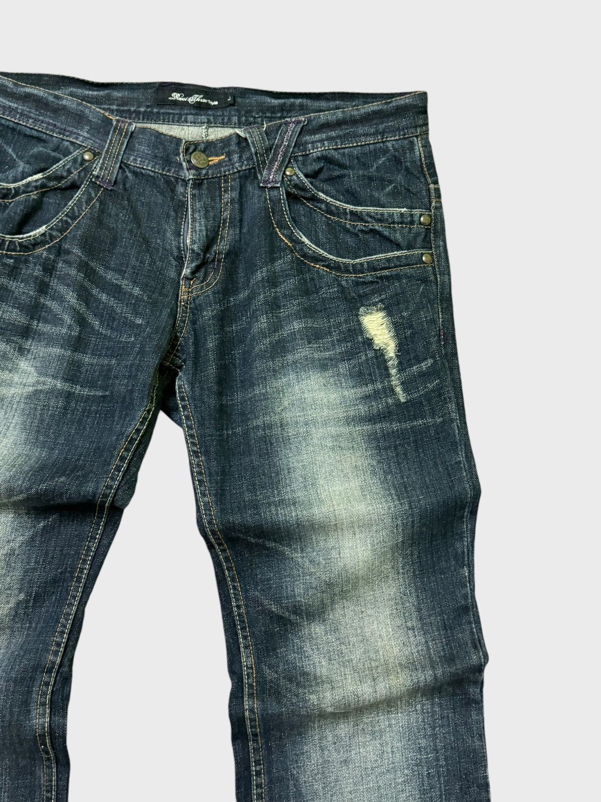 Japanese Brand Root Three Japan Muddy Wash Flared Denim Pants Size US 33 - 5 Thumbnail