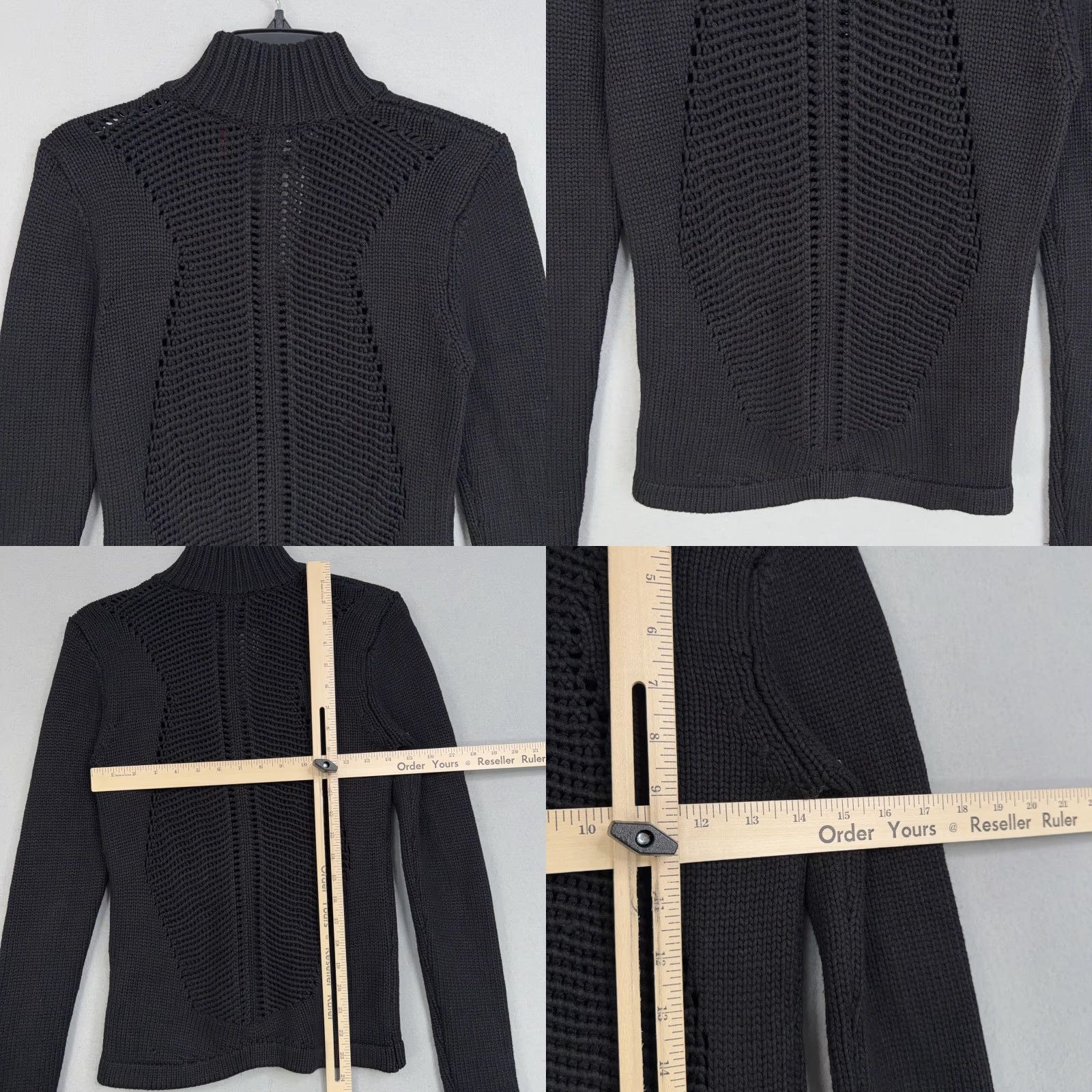 Parasuco Parasuco Sweater Womens Small Black Cardigan Urban Minimal Streetwear Casual Y2K 90s Hip Hop Full Zip Mock Neck Knit Heavyweight Zipper Size S / US 4 / IT 40 - 8 Thumbnail