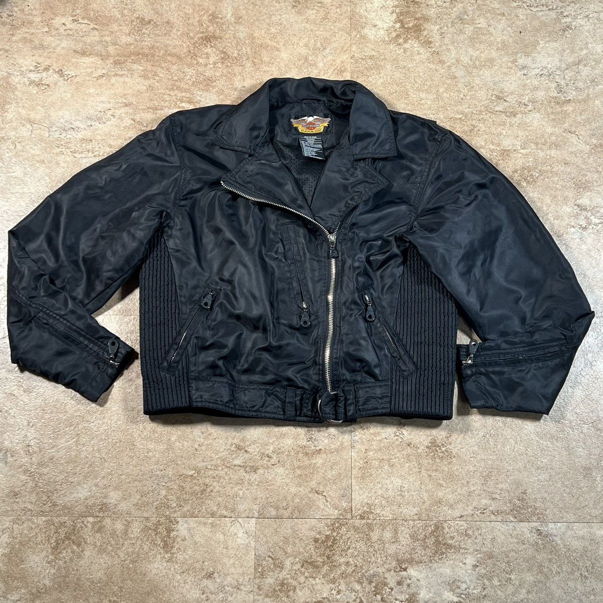 Women Harley Davidson Black Moto Nylon Riding Biker Jacket