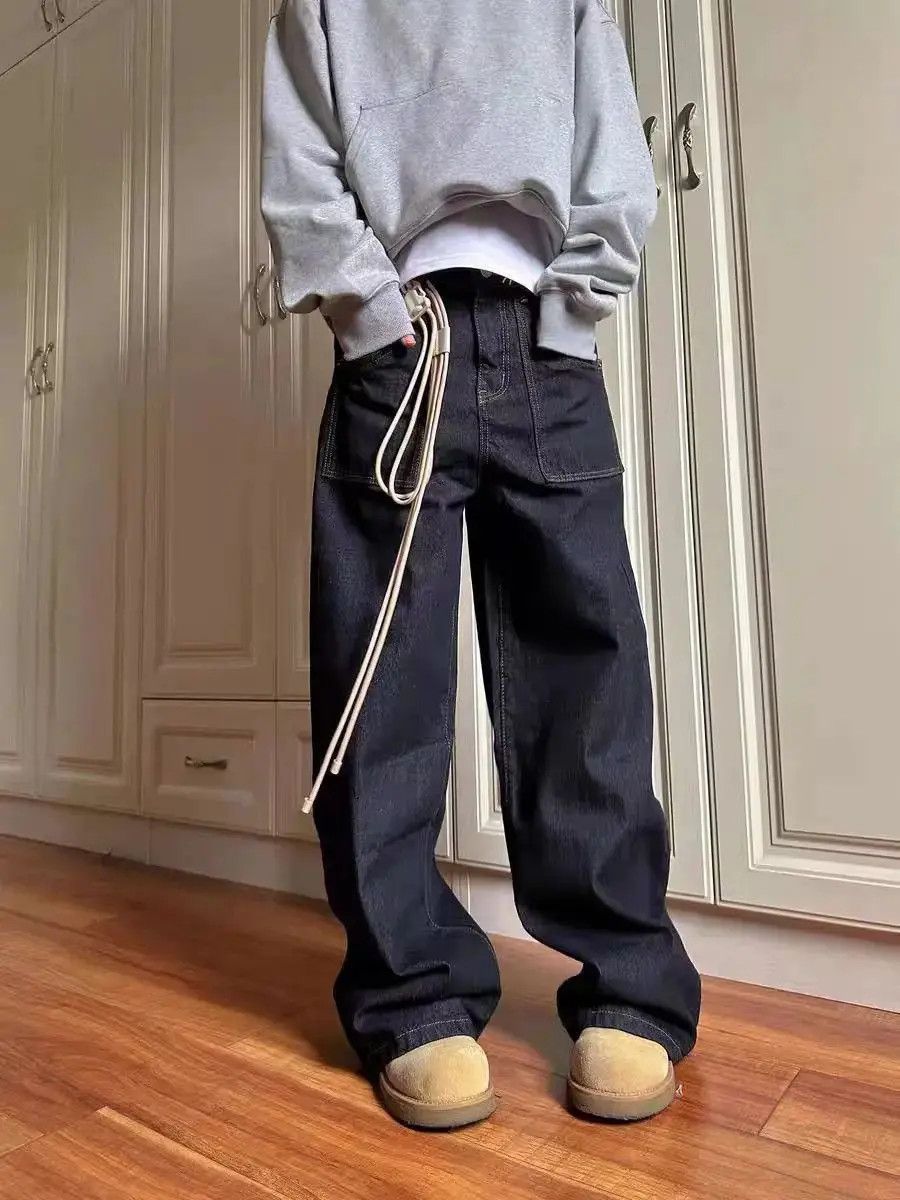Japanese Brand Vintage washed black Y2K straight leg baggy jeans Size US 32 / EU 48 - 2 Thumbnail