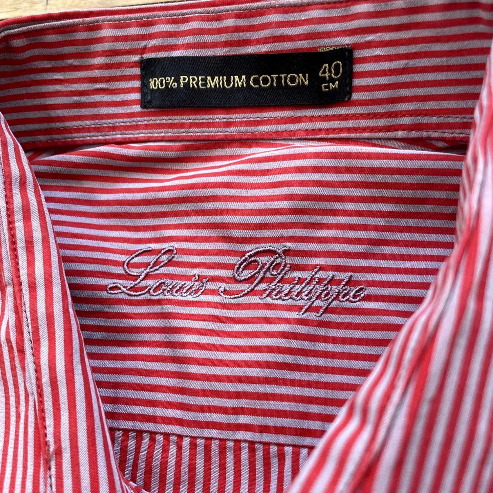 Vintage Louis Philippe Button-Up Shirt Men L Red Striped Premium Cotton 40cm Vintage Picnic Casual Workwear N/A Size US L / EU 52-54 / 3 - 6 Thumbnail
