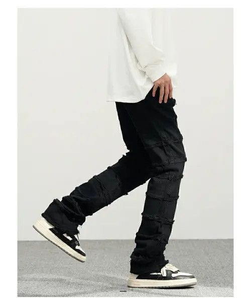 VIBE patch ripped punk jeans
