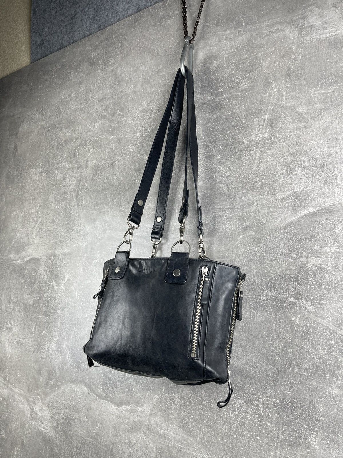 Other Carpisa Y2K Artisian Black Leather Multi Zip Shoulder Bag Size ONE SIZE - 2 Thumbnail