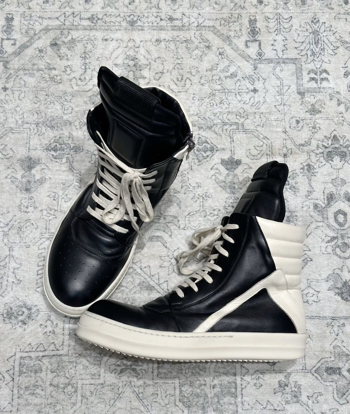 Rick Owens Rick Owens Geobasket Black & White Oreo Leather New Version Size US 8 / EU 41 - 5 Thumbnail