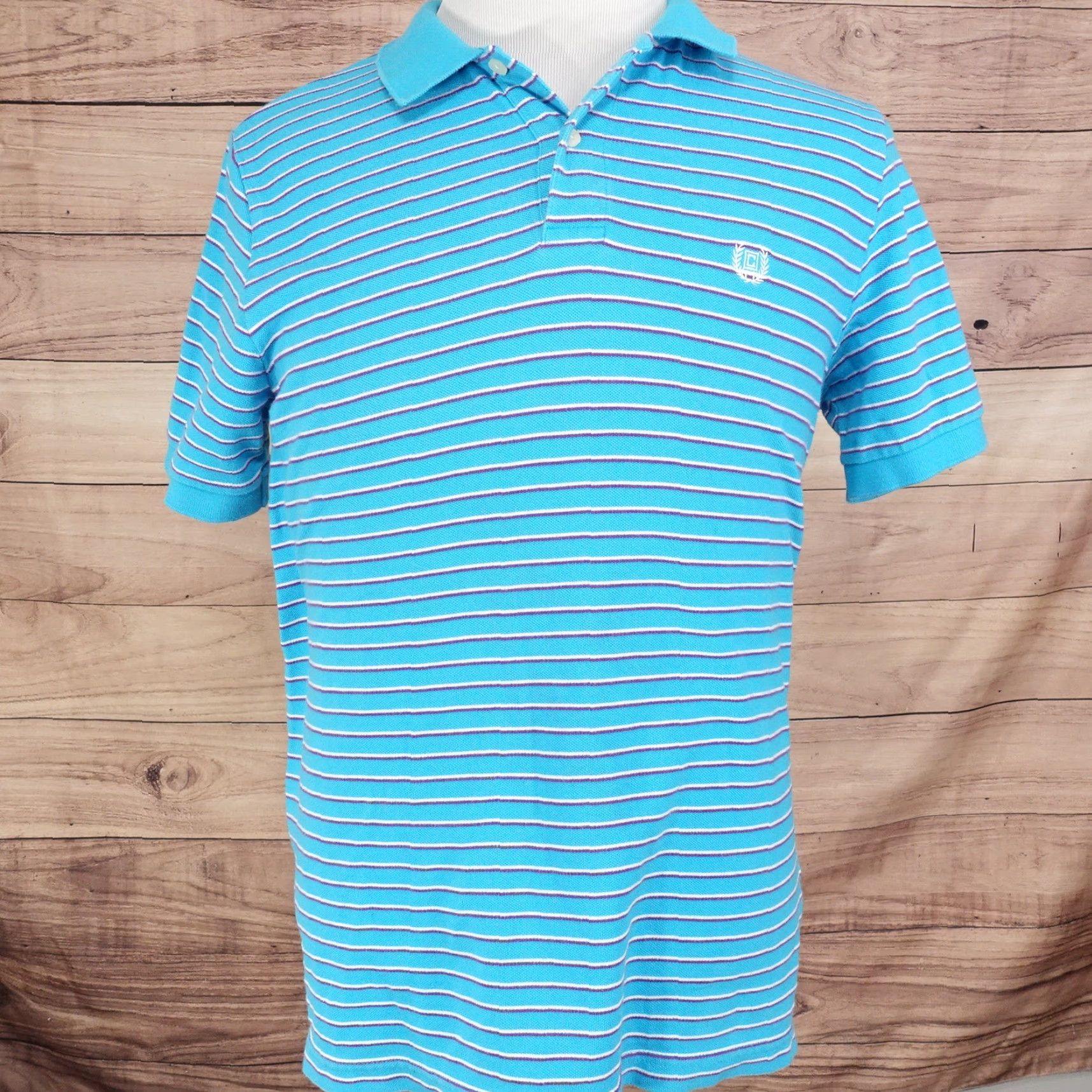 Chaps VINTAGE Chaps Men's Polo Shirt Short Sleeve Blue Striped Cotton Size M Size US M / EU 48-50 / 2 - 3 Thumbnail