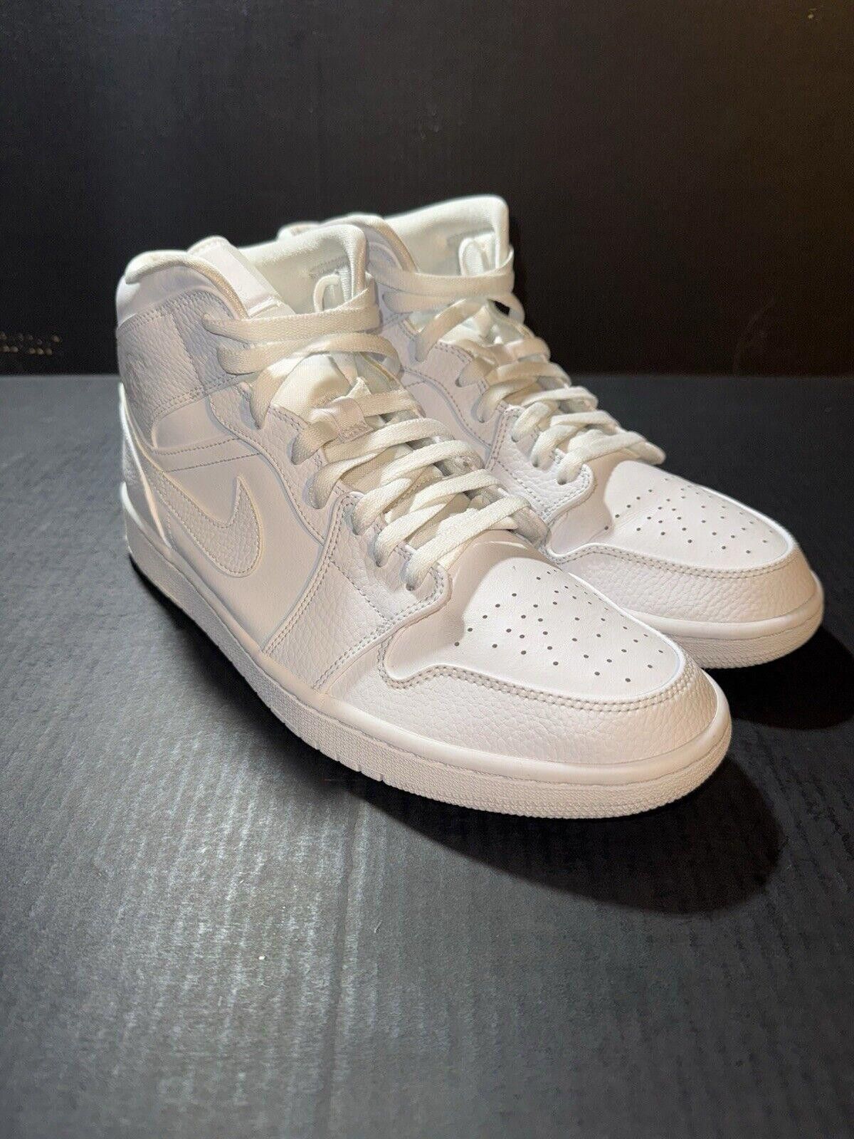 Jordan Brand Nike Air Jordan 1 Mid Triple White 2020 - 554724-130 - Sz 12 Size US 12 / EU 45 - 2 Thumbnail