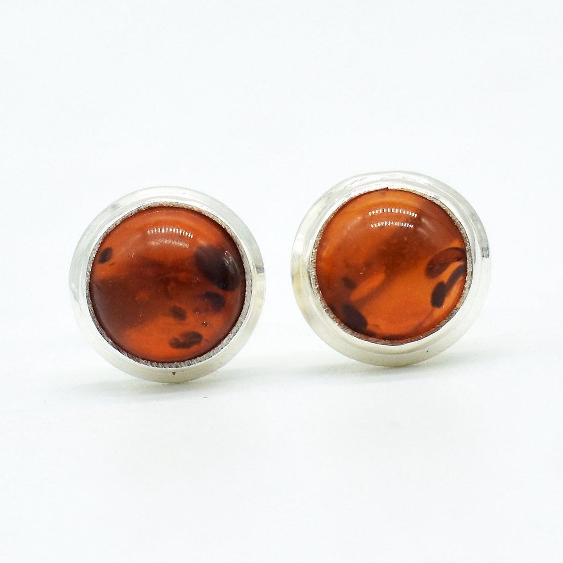 Handmade Natural Baltic Amber Stud Earrings: Sterling Silver Jewelry Size ONE SIZE - 3 Thumbnail