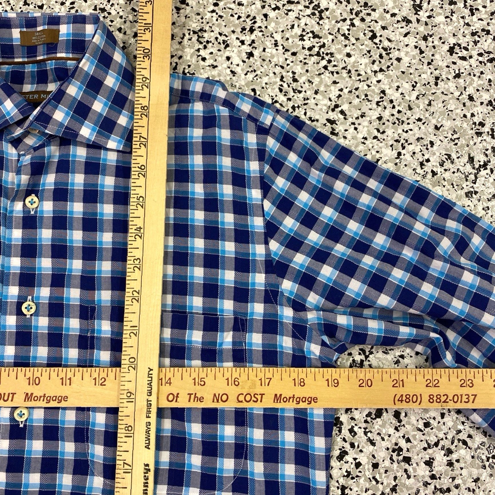 Peter Millar VINTAGE Peter Millar Shirt Mens Small Blue Plaid 100% Cotton Long Sleeve Button-Up Size US S / EU 44-46 / 1 - 2 Thumbnail