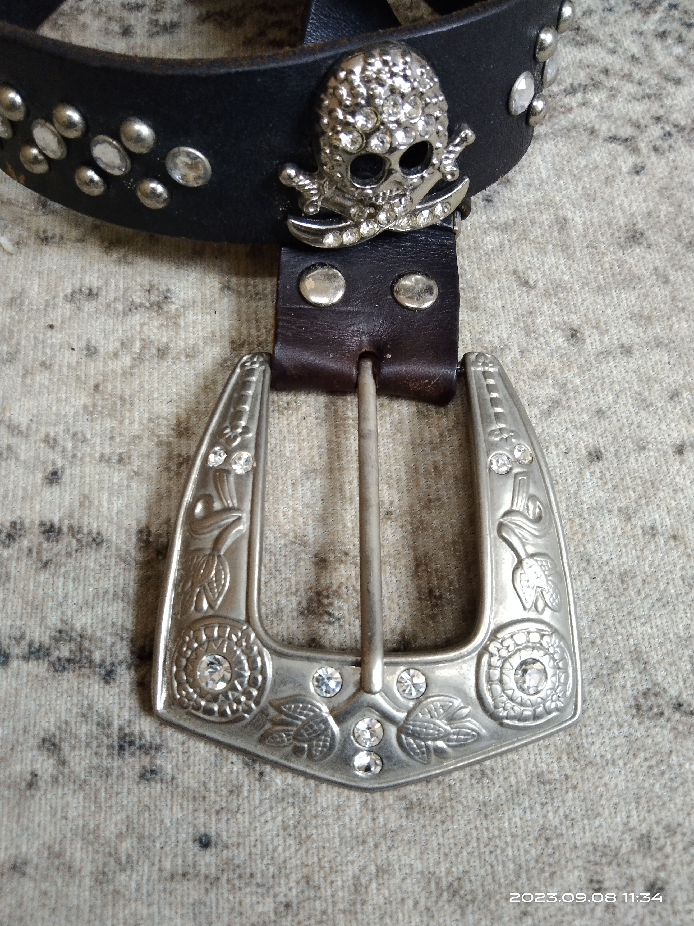 Leather SiCK LEATHER BELT SWAROVSKI SKULL PIRATEs(SIZE 28-33 INCH) Size ONE SIZE - 7 Thumbnail