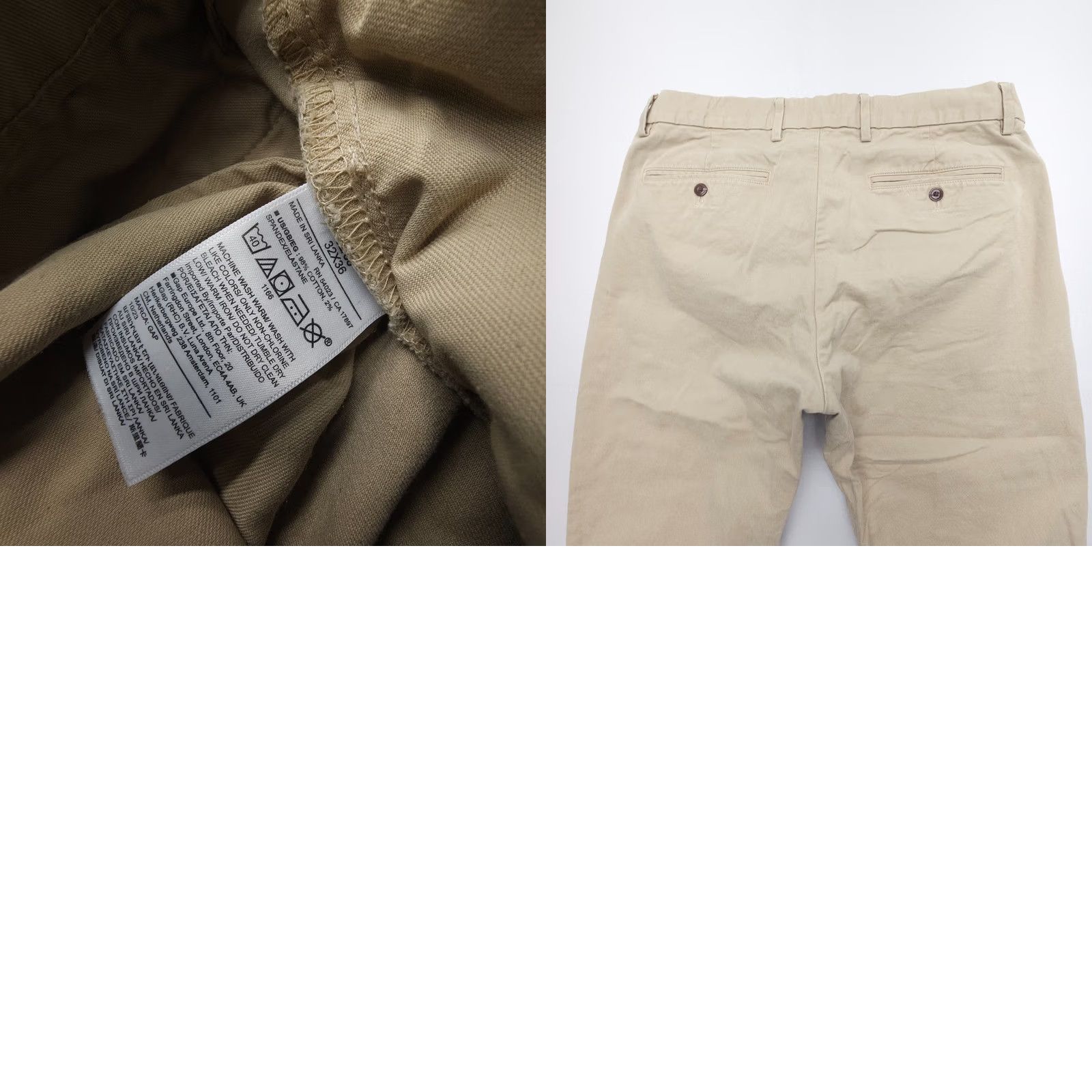 Gap Gap Chino Pants Mens 32 x 34 Tan Cotton Stretch Twill Straight Regular Flat Front Vintage No Size US 32 / EU 48 - 8 Thumbnail