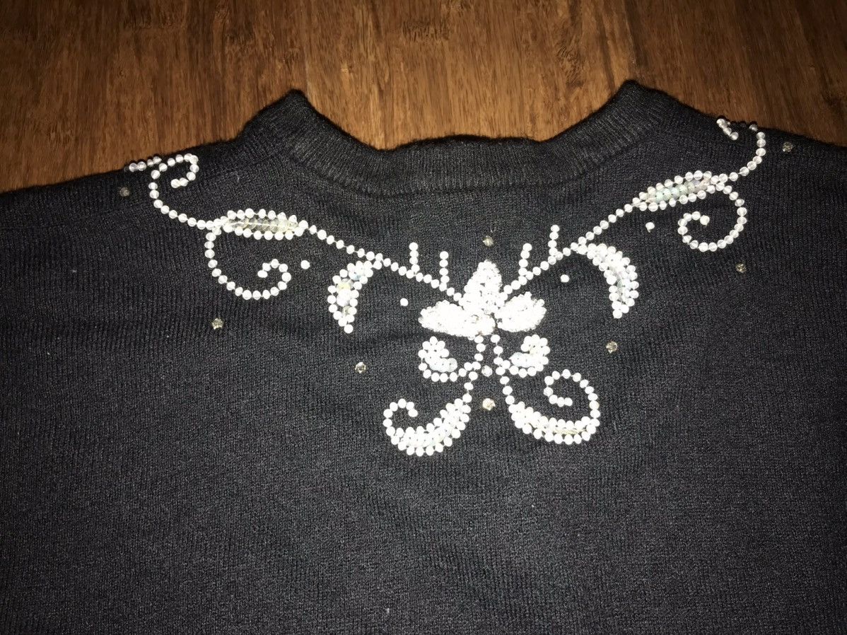 Vintage Vintage 1950s/60s Beaded Black Cardigan by Dorset Knitwear Size L / US 10 / IT 46 - 3 Thumbnail