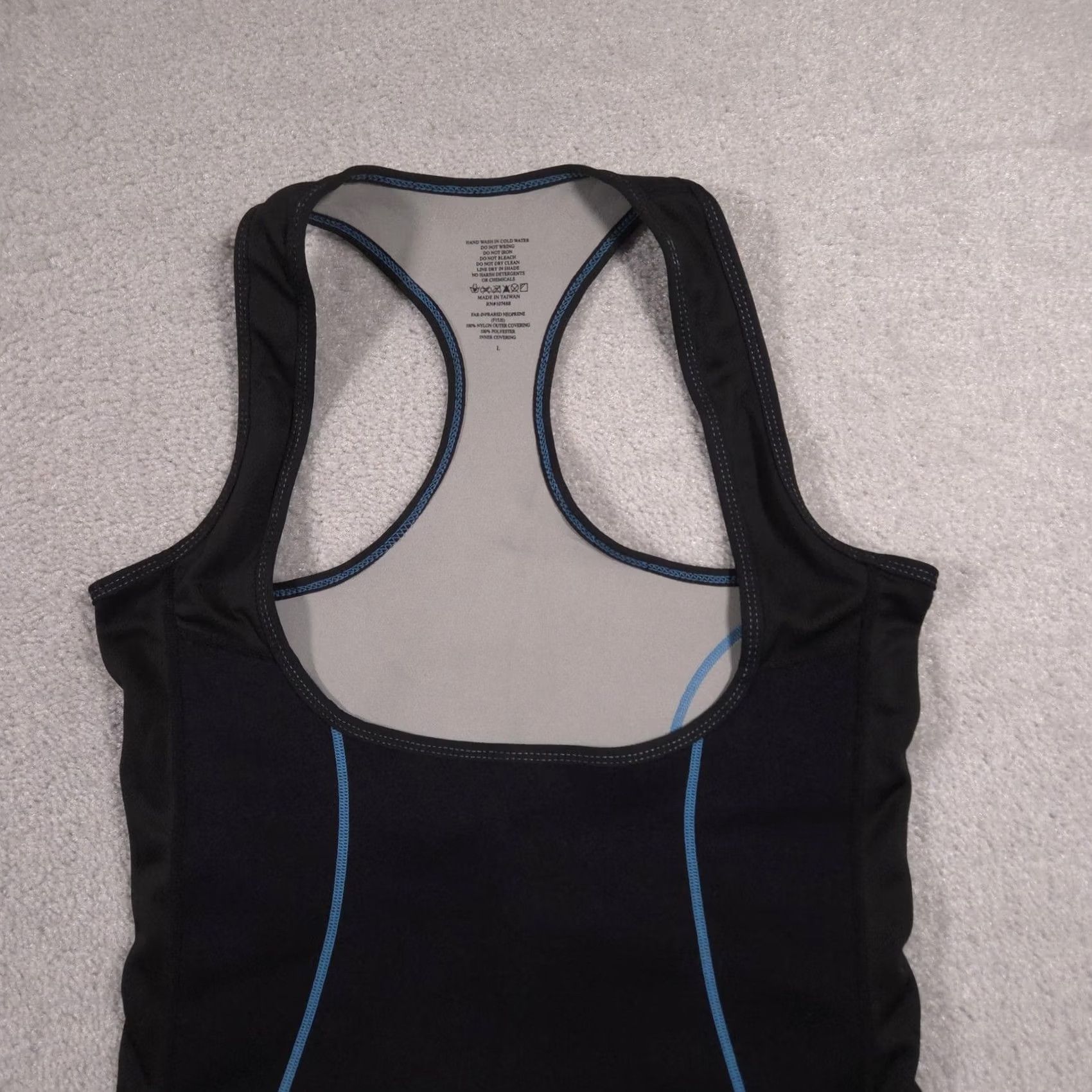Vintage Delfin Shirt Womens Large Tank Top Racerback Neoprene Black Blue Sleeveless Gym & Training Slimming Sauna Fashion Shirt Ladies L Size L / US 10 / IT 46 - 3 Thumbnail