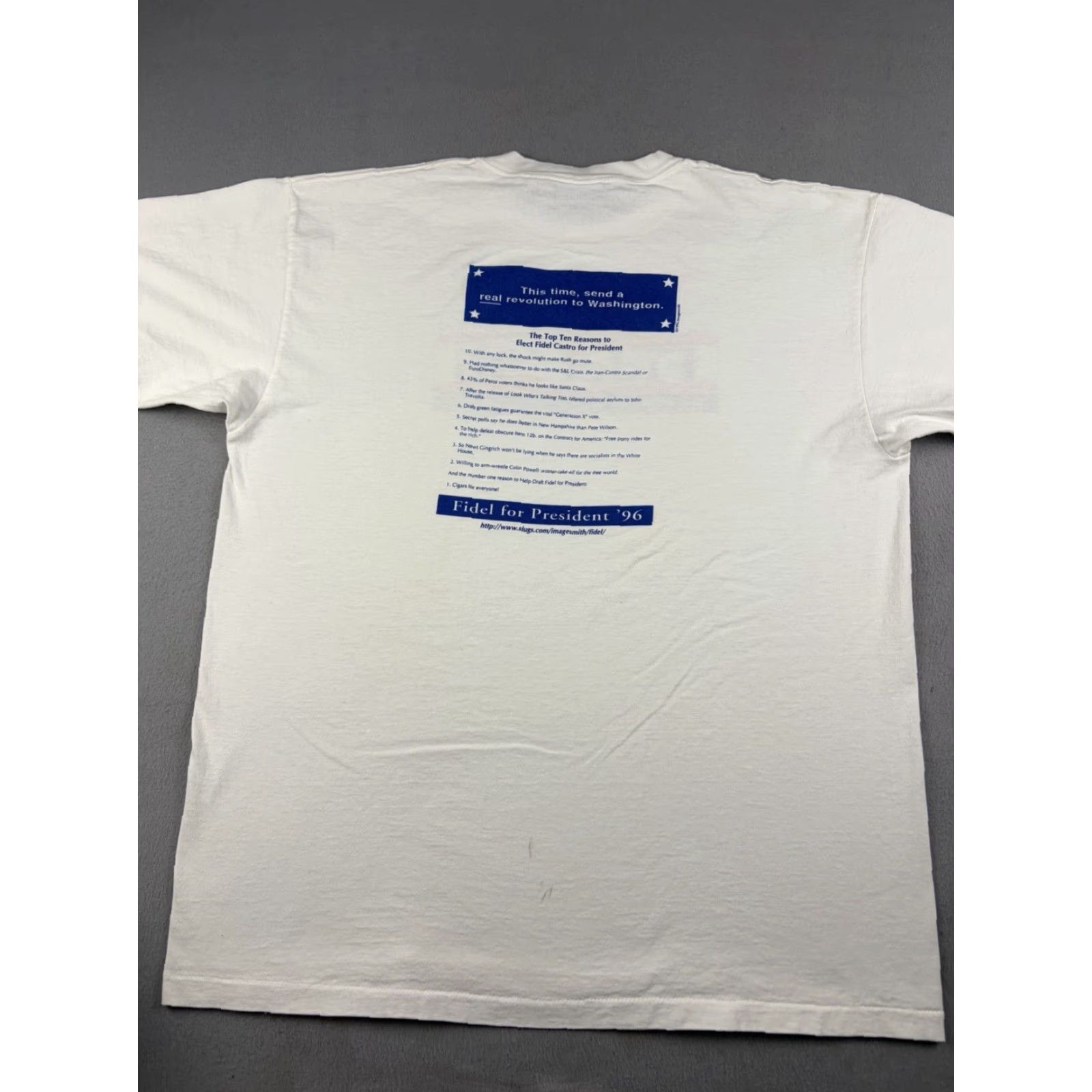 Vintage VINTAGE Fidel Castro For President Shirt XL White 90s T-Shirt Men Short Sleeve Cotton Round Neck Size US XL / EU 56 / 4 - 3 Thumbnail