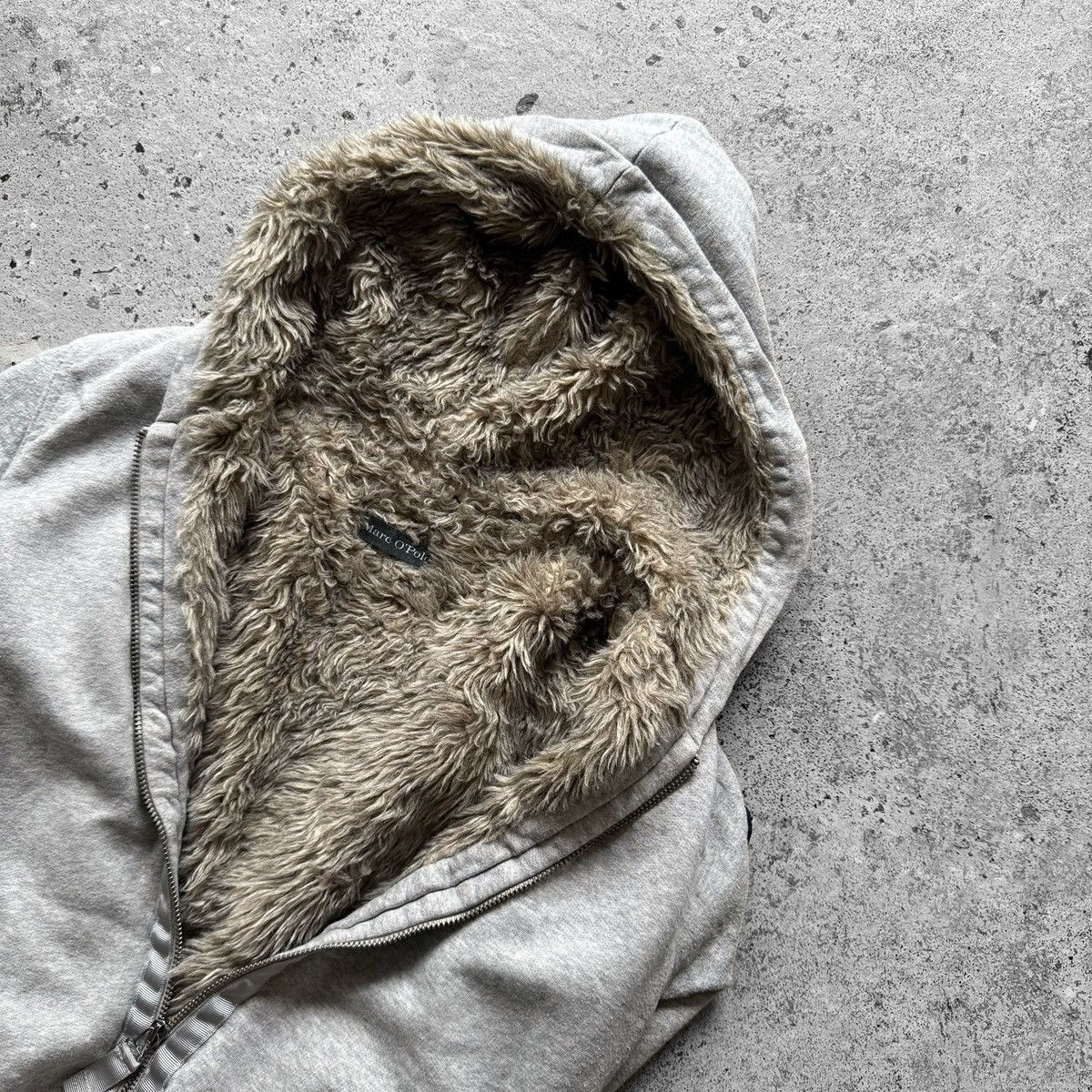 Marc O'Polo Grey Faux Fur Lined Full Zip Hooded Sweatshirt