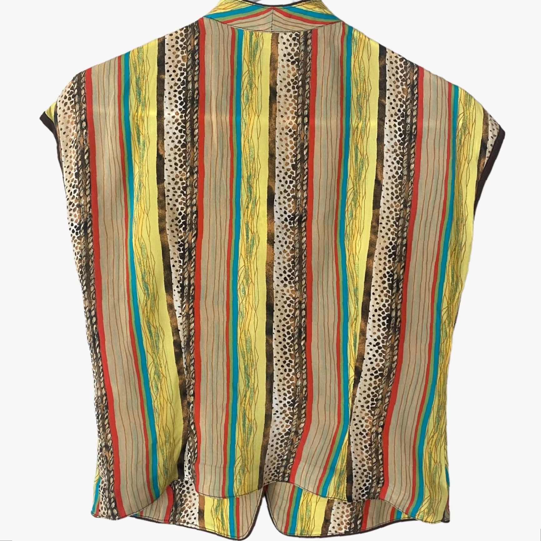 Vintage VINTAGE Platinum Women's Blouse Sleeveless Size 6 Yellow 80s Retro Rayon Made in USA Size M / US 6-8 / IT 42-44 - 4 Thumbnail
