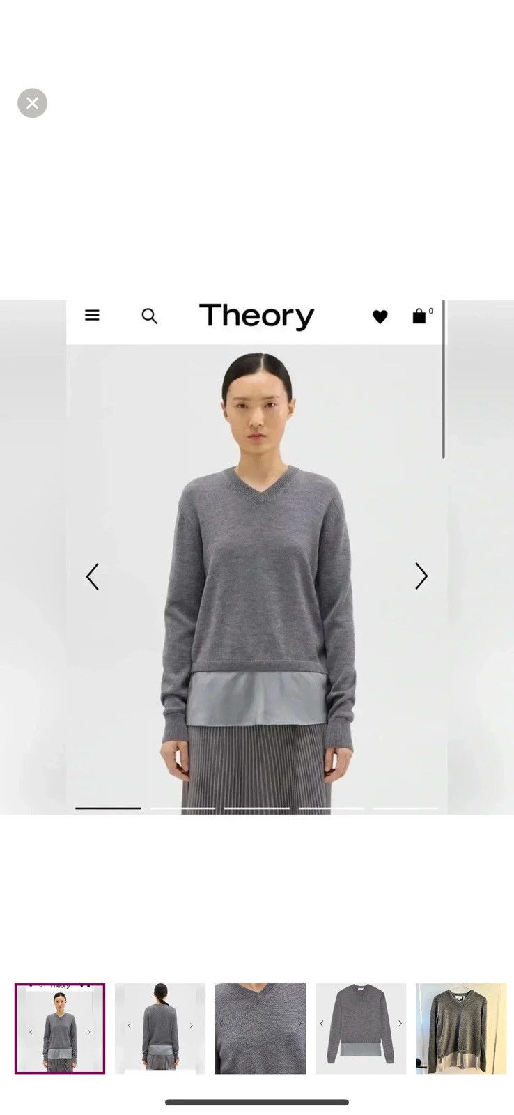 Theory Theory Silk Georgette V-Neck Combo Sweater Size S / US 4 / IT 40 - 1 Thumbnail