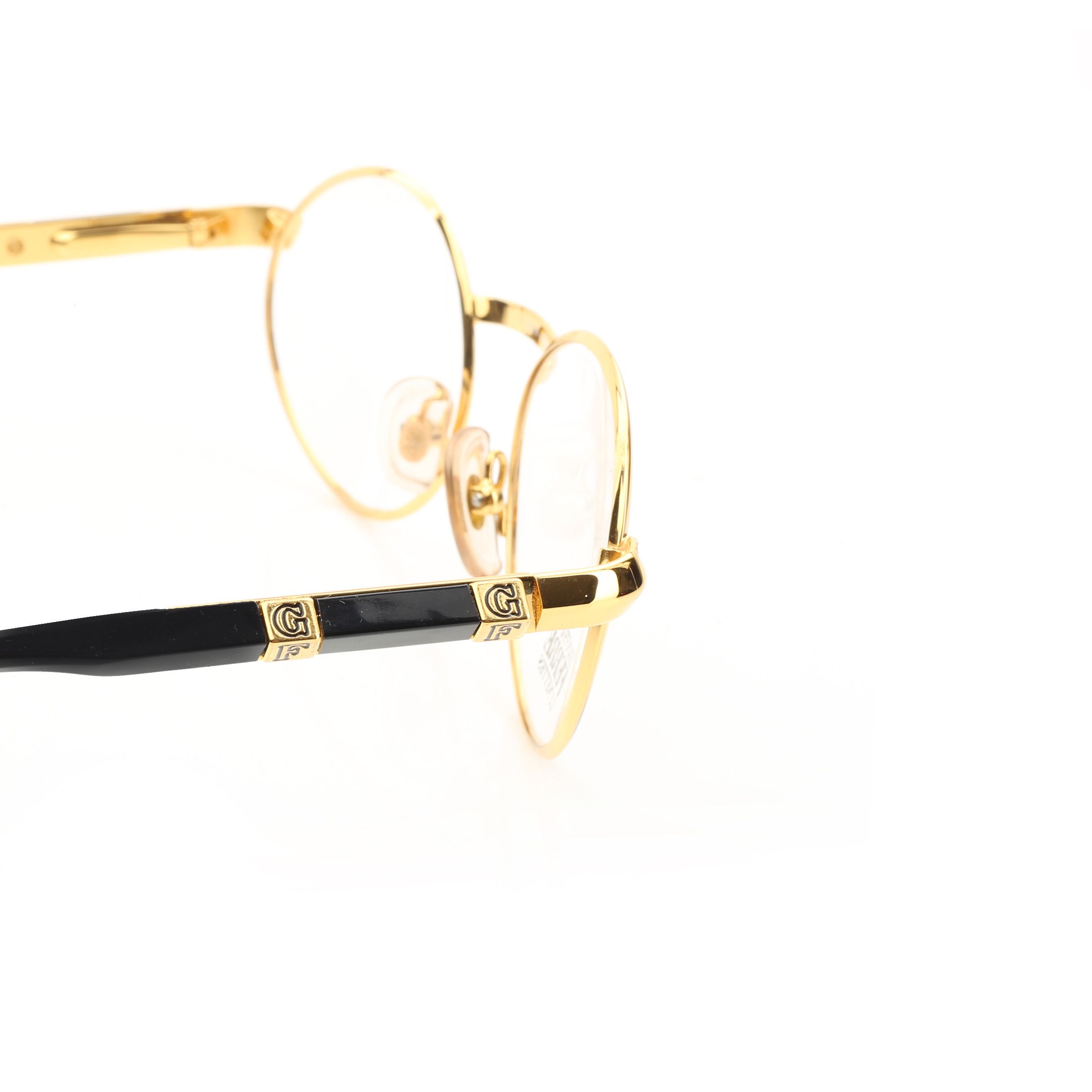 Gianfranco Ferre '90s Gold & Black Pyramidal Glasses