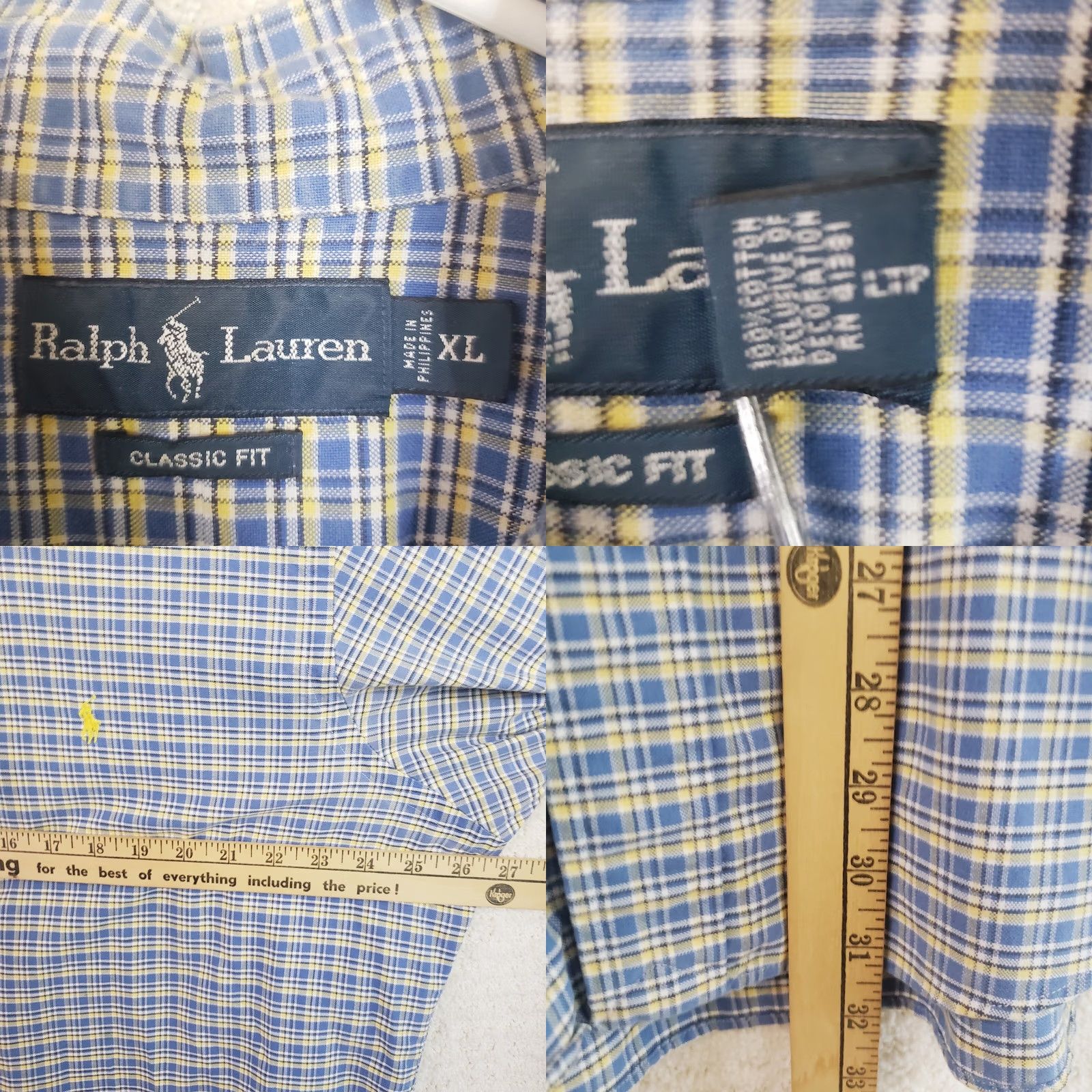 Ralph Lauren Ralph Lauren Men’s Button-Down Shirt XL Blue Yellow Plaid Chambray Classic Fit Size US XL / EU 56 / 4 - 9 Thumbnail