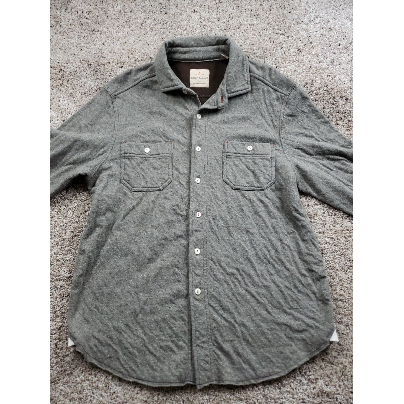 Tommy Bahama Tommy Bahama Overshirt Button-Up Mens Medium Gray Long Sleeve Pockets Lined Canvas Cotton Size US M / EU 48-50 / 2 - 3 Thumbnail