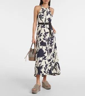 Brunello Cucinelli o1y0725 Midi Dress in White/Black Size XS / US 0-2 / IT 36-38 - 5 Thumbnail