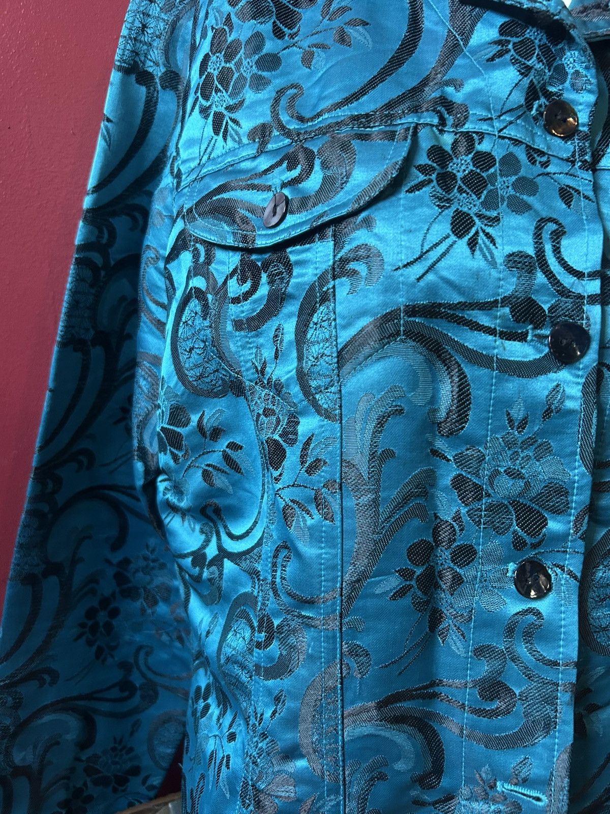 Chicos Chicos Blue Size 1 79984 Damask Printed Jacket Size S / US 4 / IT 40 - 3 Thumbnail
