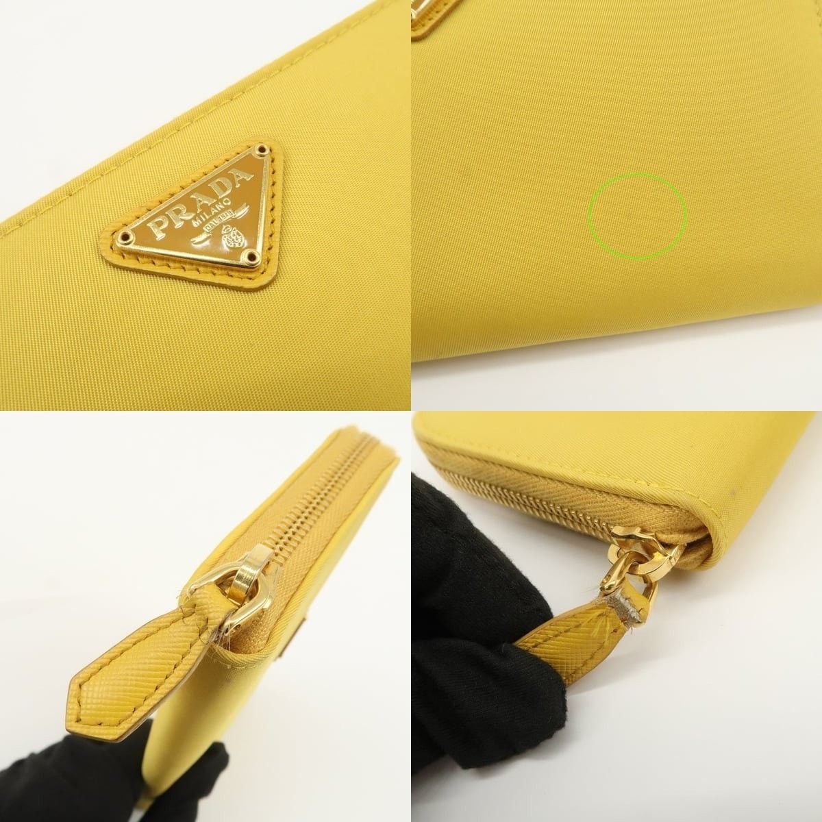 Prada Prada Triangle Logo Nylon Zippy Wallet Yellow Size ONE SIZE - 6 Thumbnail