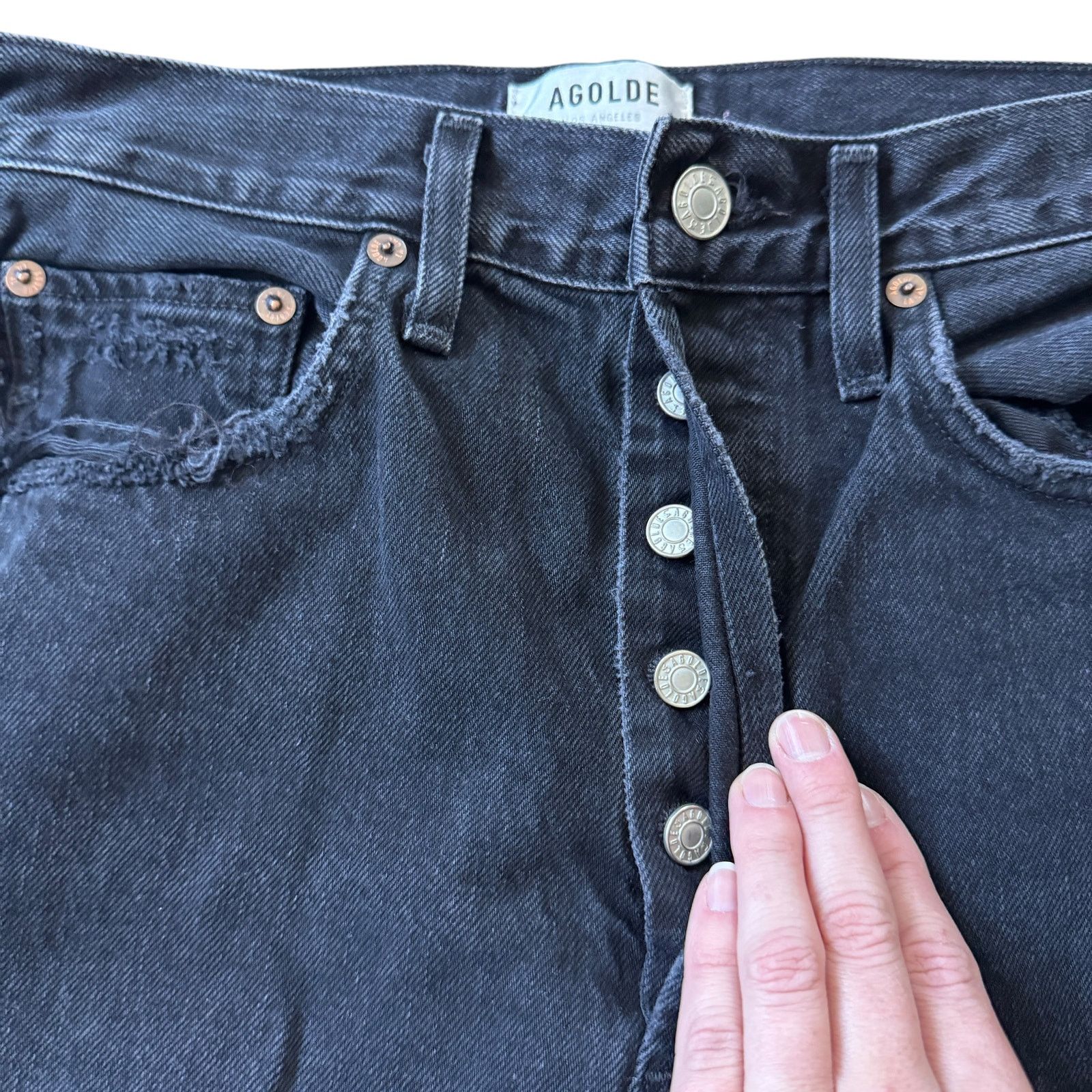 Agolde AGOLDE 90s Crop Jean Bauhaus Distressed Black Size 25" / US 0 / IT 36 - 5 Thumbnail