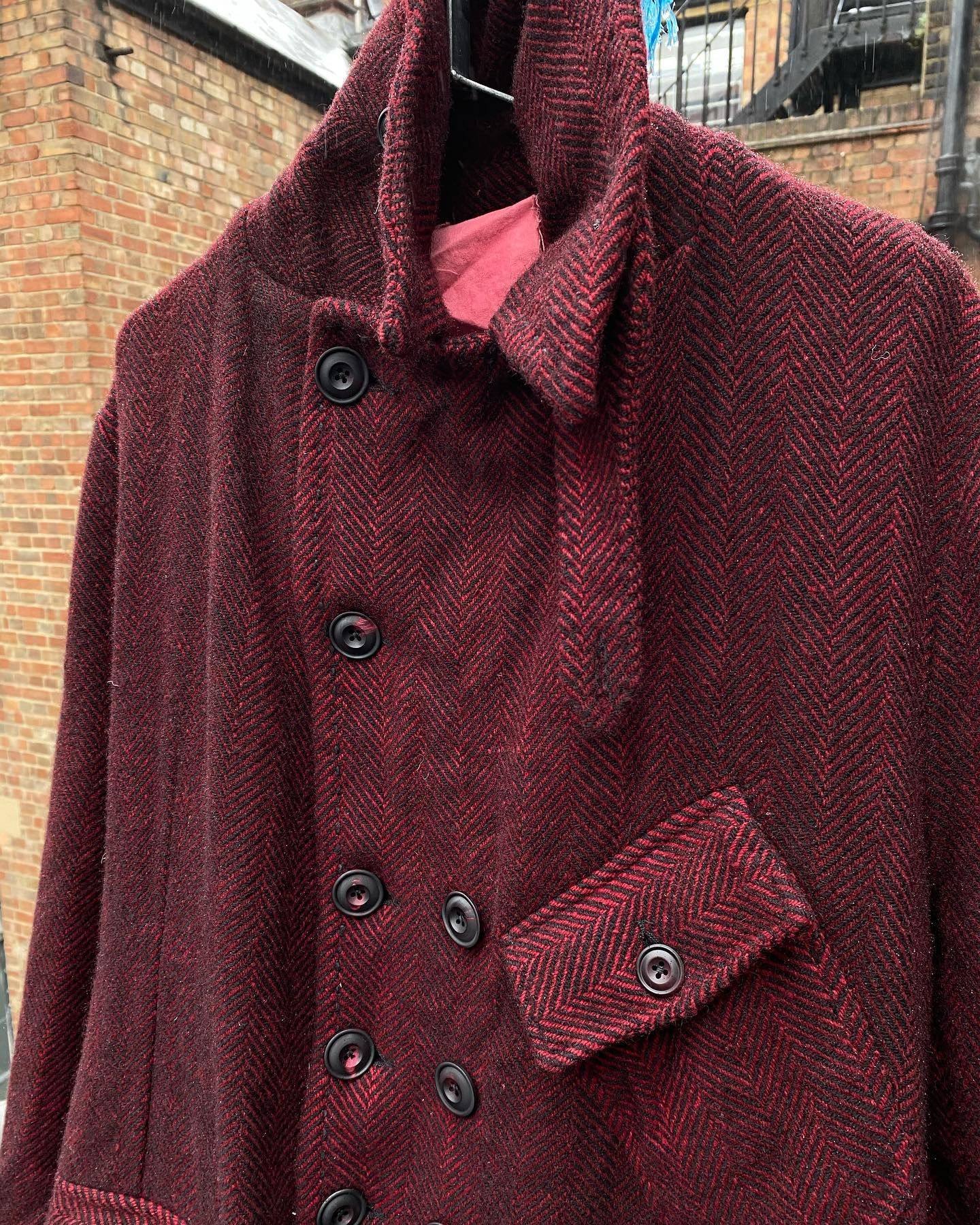 John Alexander Skelton JAS CX hand dyed Irish woolen heringbone great coat. Size US S / EU 44-46 / 1 - 2 Thumbnail