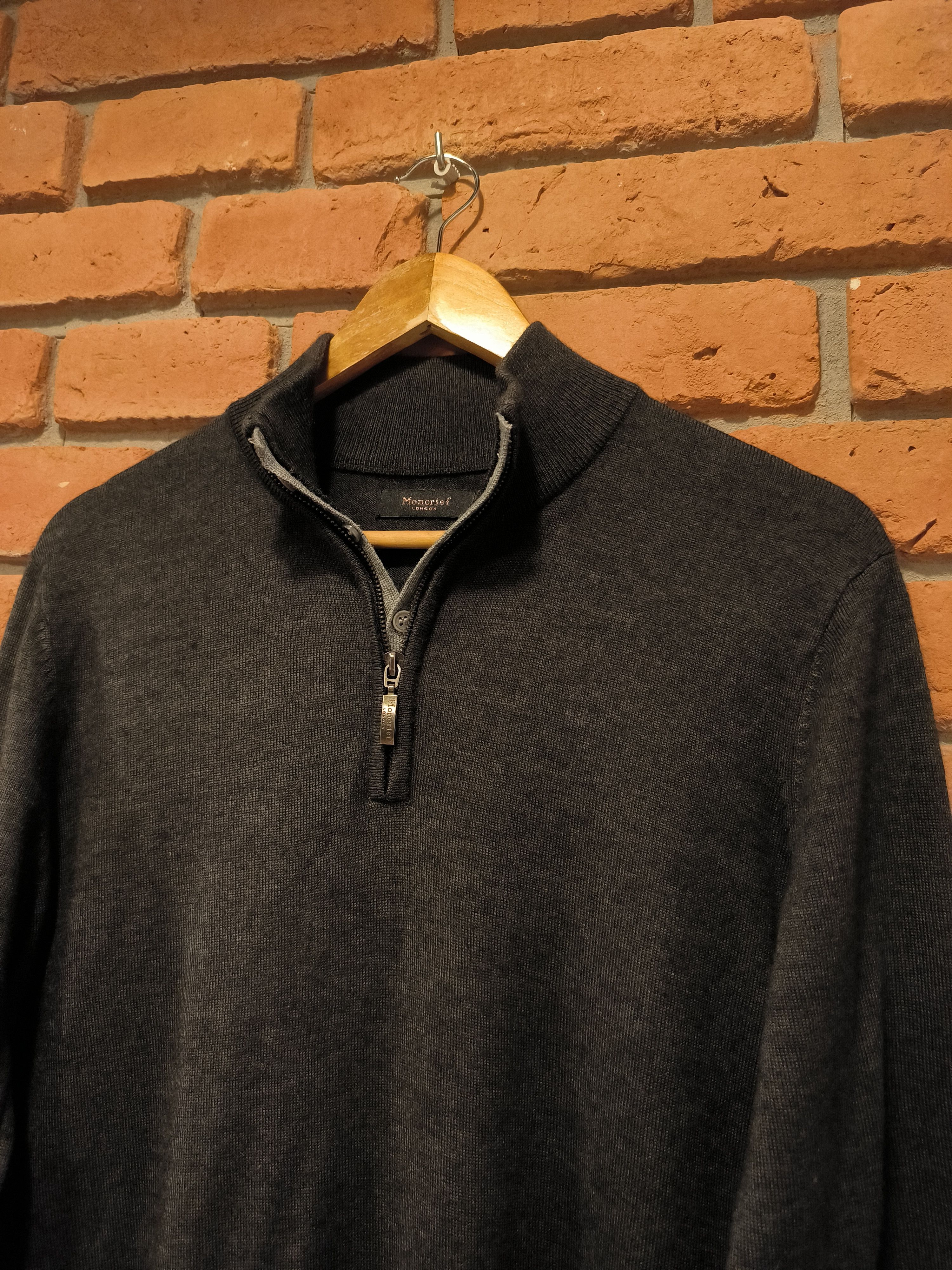 Vintage Moncrief London Wool Knitwear Half Zip Basic Gray Size US M / EU 48-50 / 2 - 2 Thumbnail
